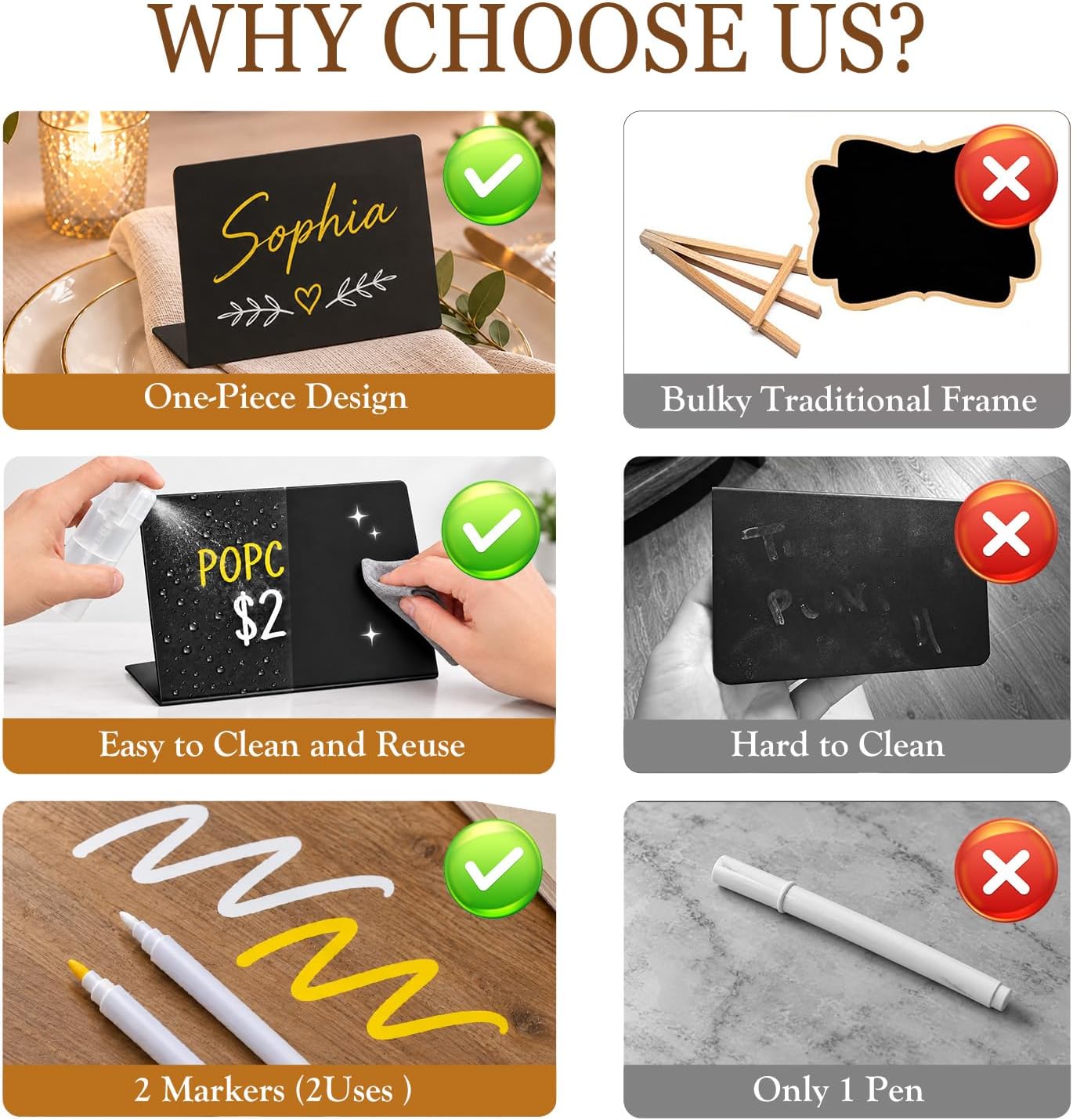 Detalle 1 de PigPotParty 4" x 3" Mini Chalkboard Food Signs, Reusable Plastic, 12-Piece Set