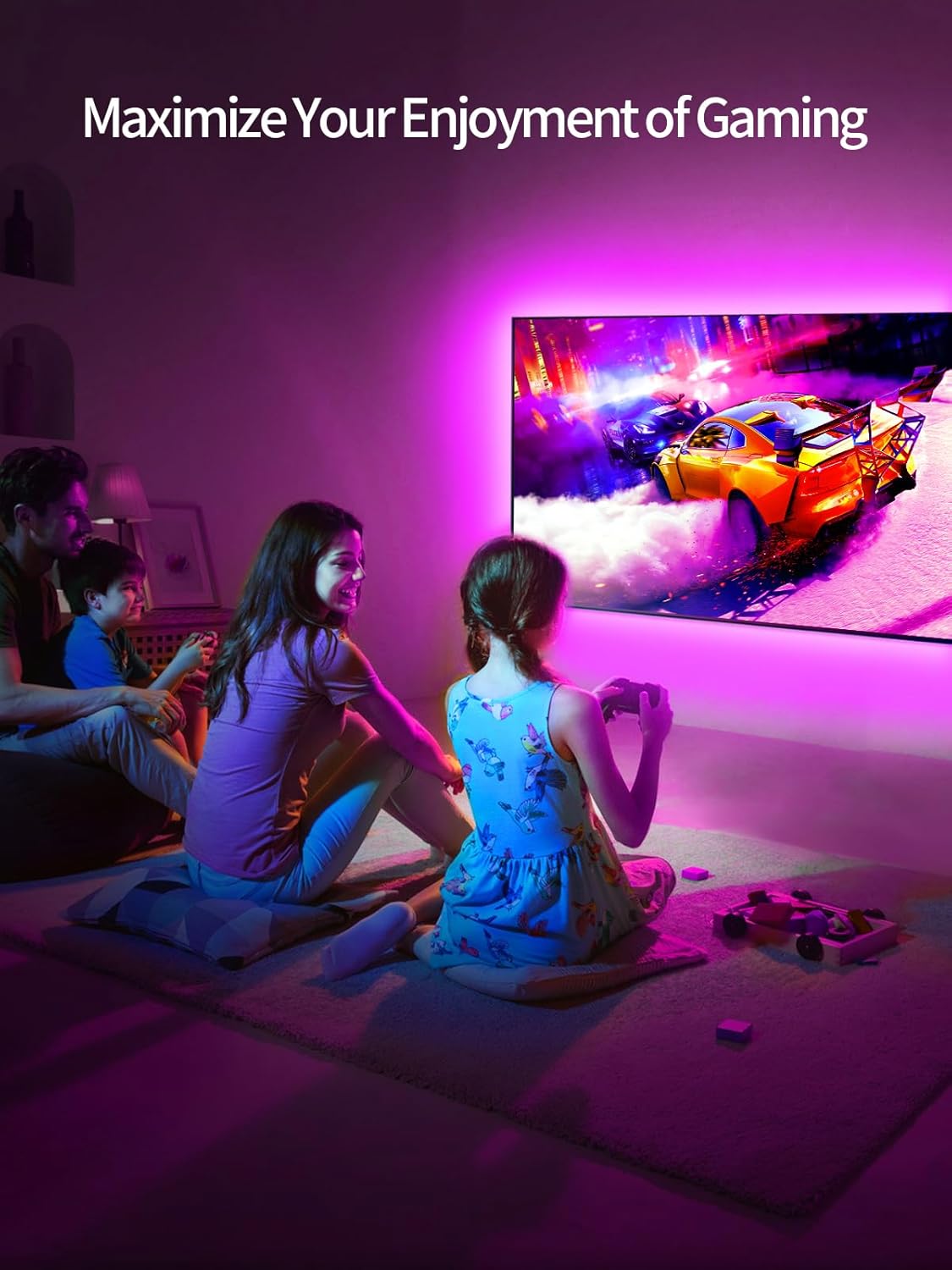 Detalle 2 de KANTUTOE LED TV Hintergrundbeleuchtung 4 m für 43–55 Zoll Fernseher – Musik-Sync RGB-Lichtstreifen