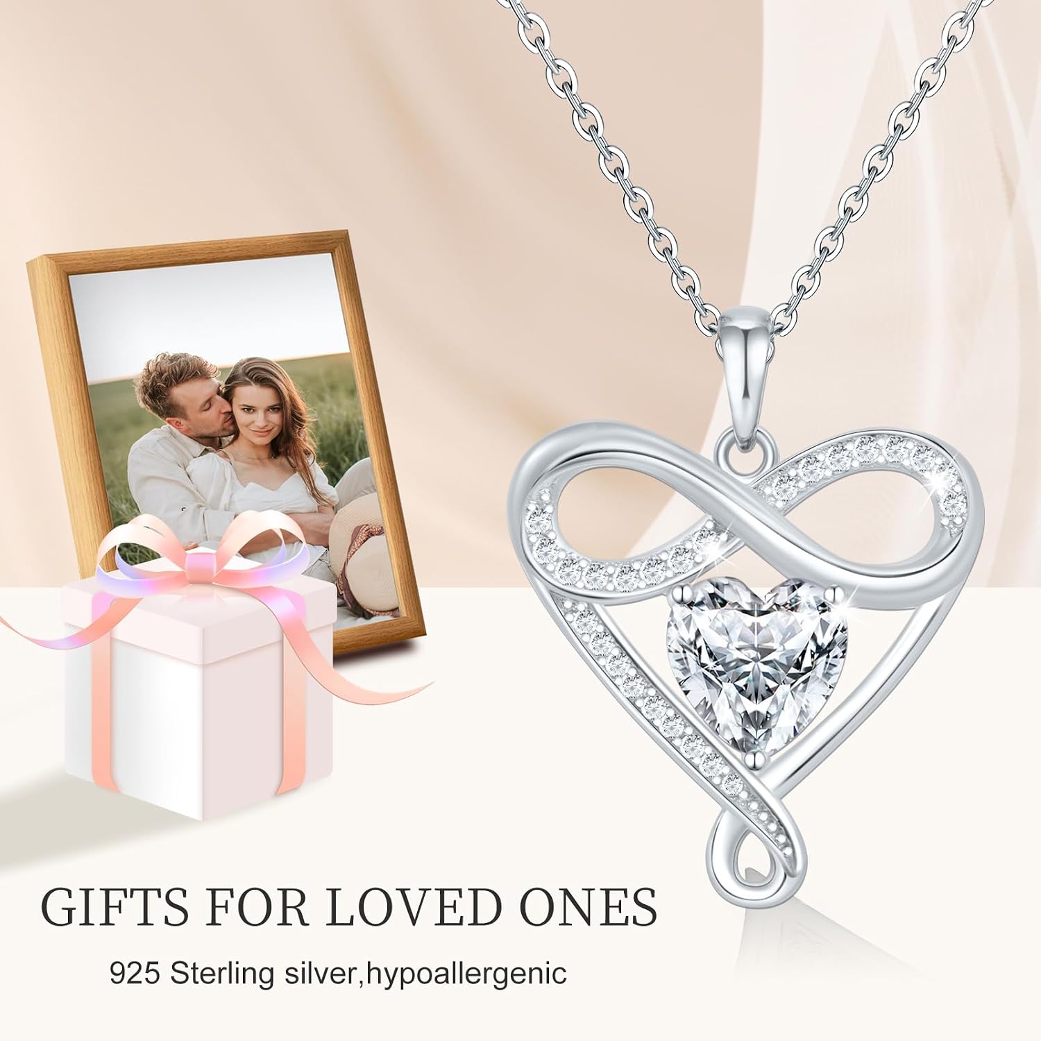 Detalle de Yuelove Infinity Necklace, 925 Sterling Silver