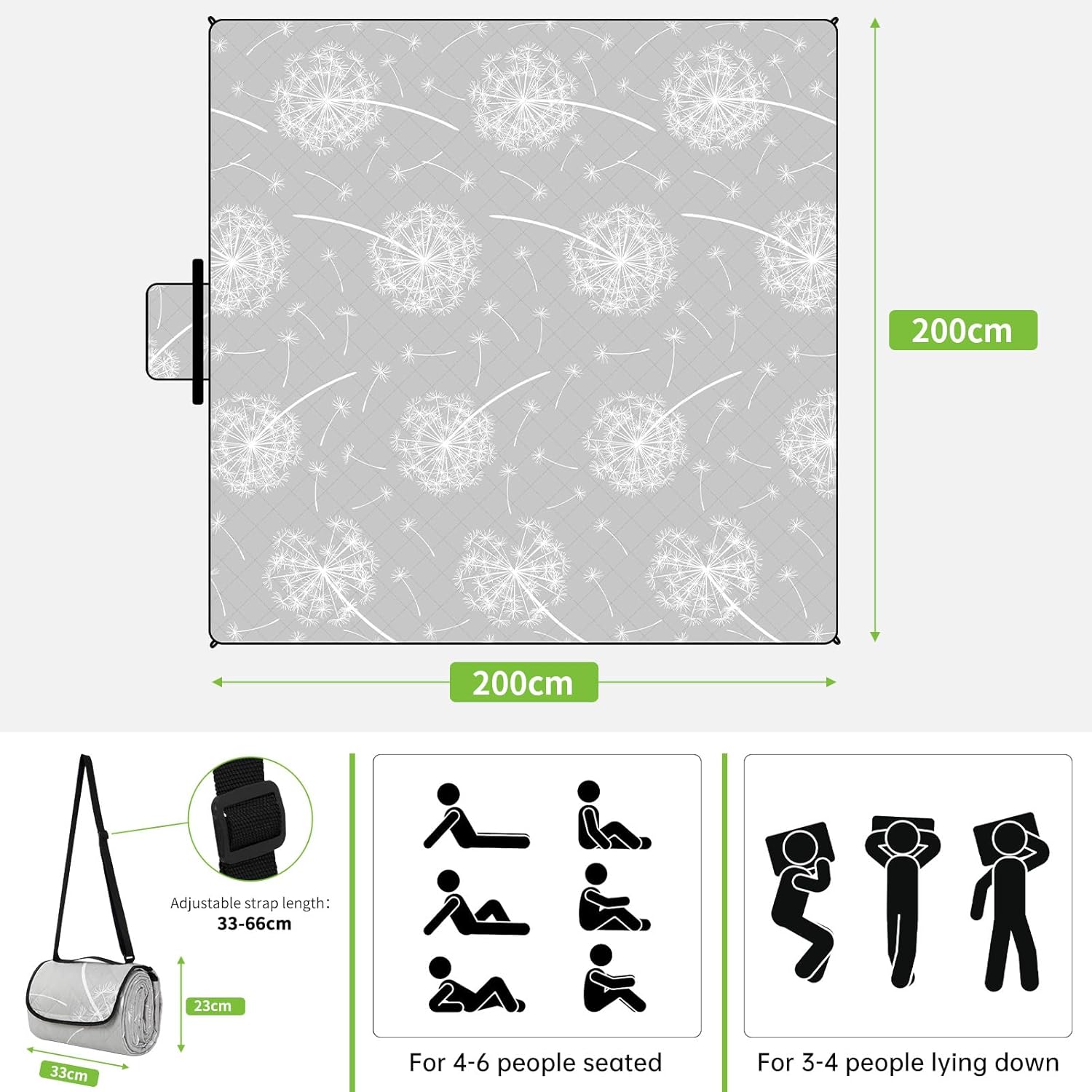 Detalle 2 de Aptliton Picnic Blanket 200 x 200 cm