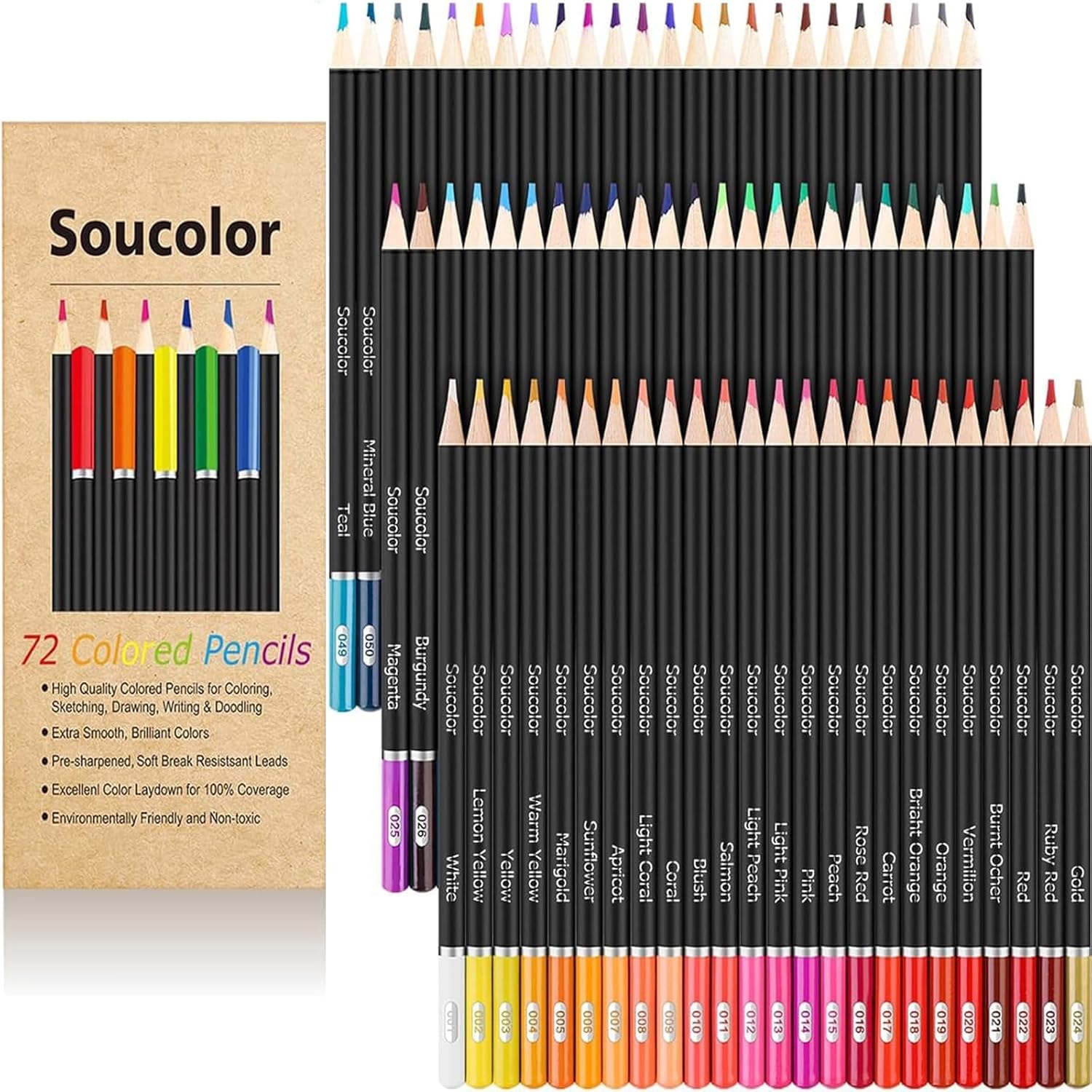 Soucolor 72-Color Colored Pencils 72 🎨