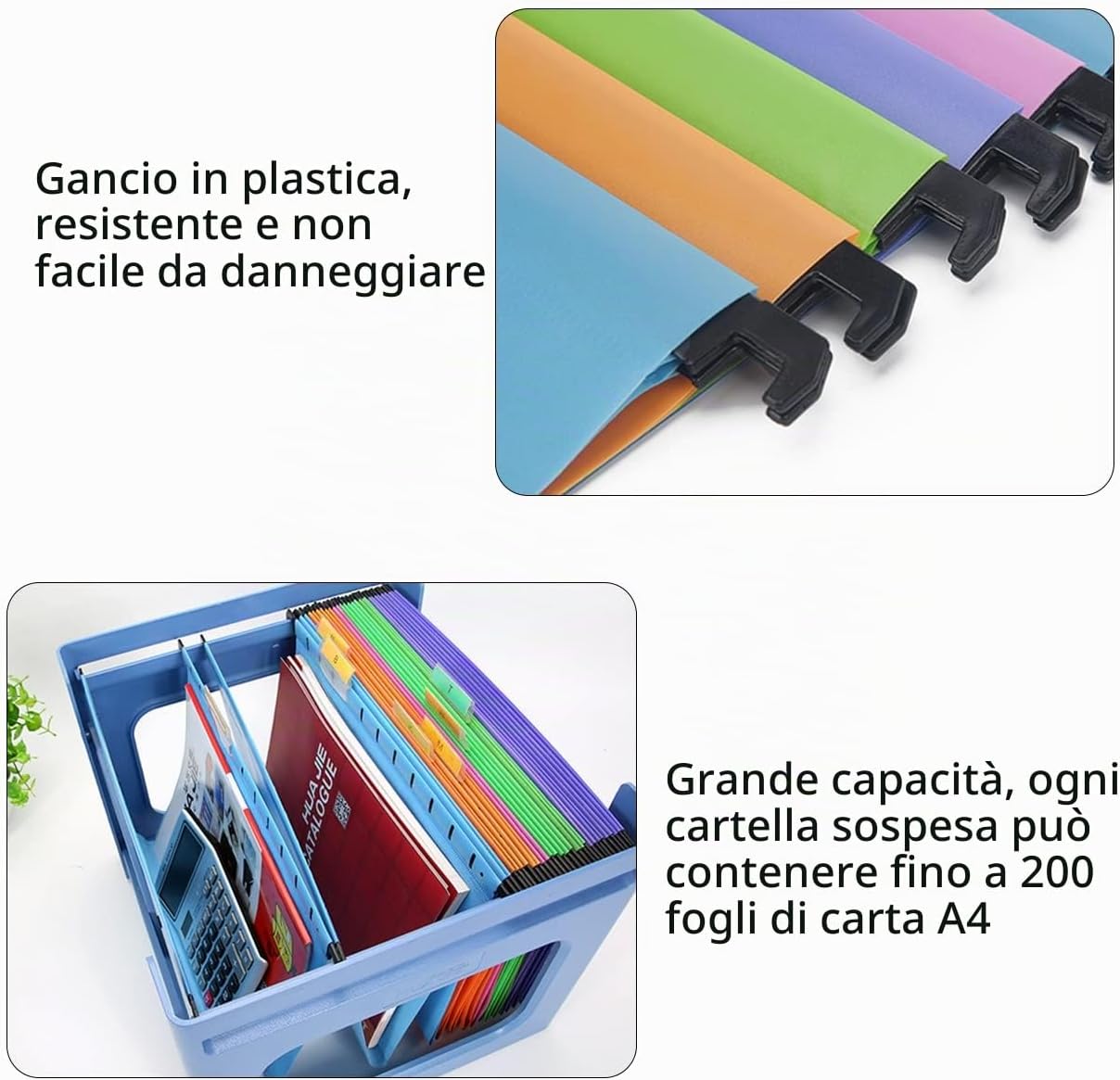 Thumbnail 4 de QNLEMON 20 pezzi: File sospesi A4 con linguette e inserti per ufficio e casa