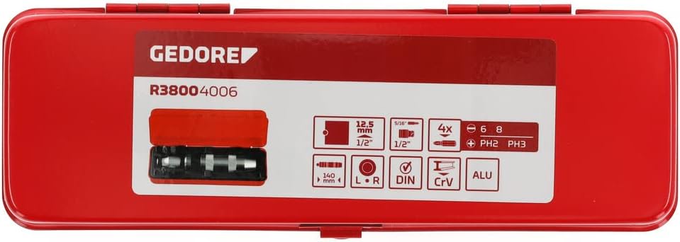Detalle 1 de GEDORE red R38004006 – udarowy zestaw do odkręcania śrub, 1/2" z bitami