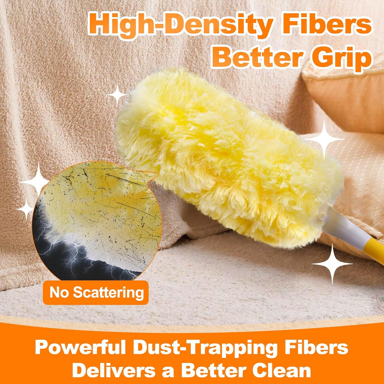 Detalle de Haultery 50-Count Heavy-Duty Microfiber Duster Refills, Unscented, 360°