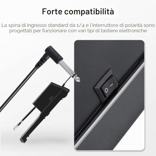 Detalle de Donner DSP-001 Sustain Pedale Universale DK-1: compatibilità estesa per tastiere, synth e pianoforti digitali