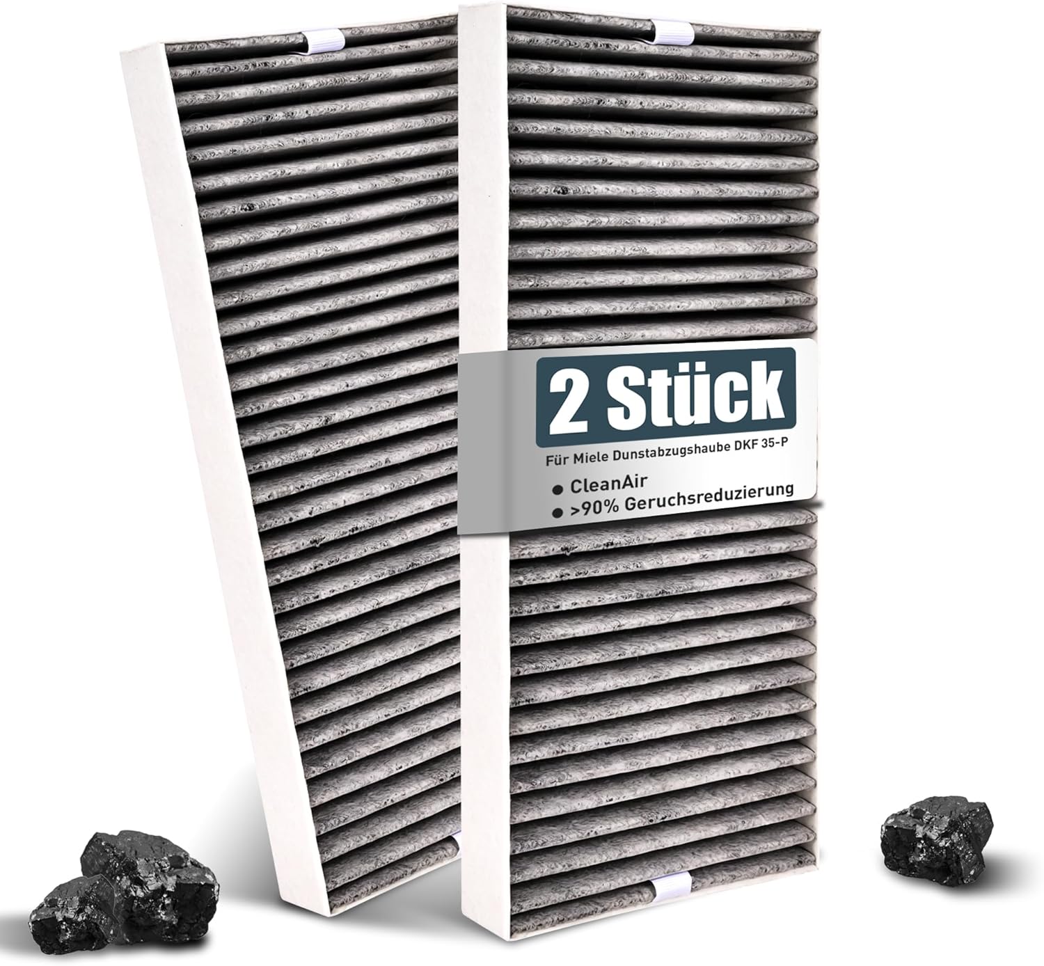 Detalle de 2 Aktivkohlefilter für Miele Dunstabzugshaube DKF 31-P (kompatibel mit DAS/ DKFS Varianten)