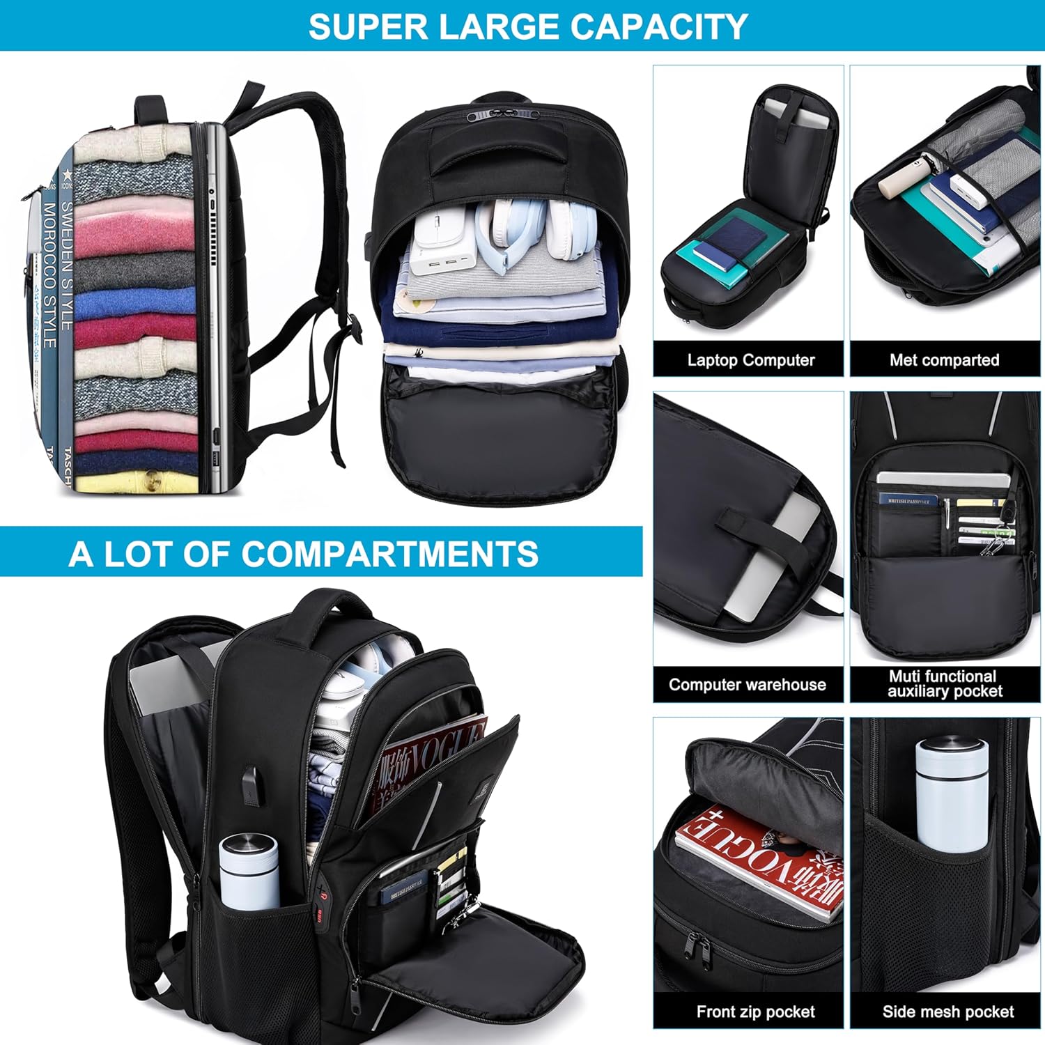 Thumbnail 1 de Zaino Business Approvato TSA per Voli – Leggero, Impermeabile e Capiente per 17,3