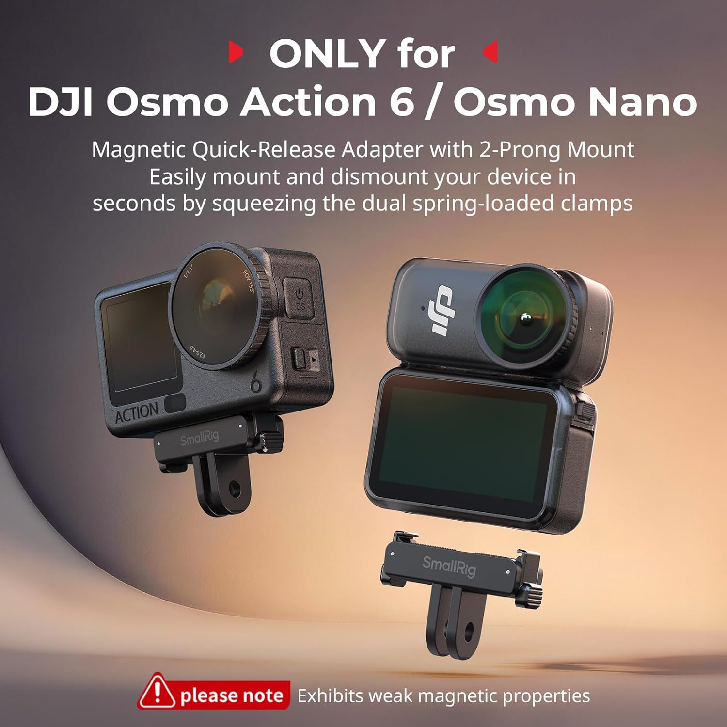 Thumbnail 1 de SmallRig Adaptateur Magnétique à Dégagement Rapide Action 6 / Nano pour DJI Osmo Action 6 et Osmo Nano – Lot de 2
