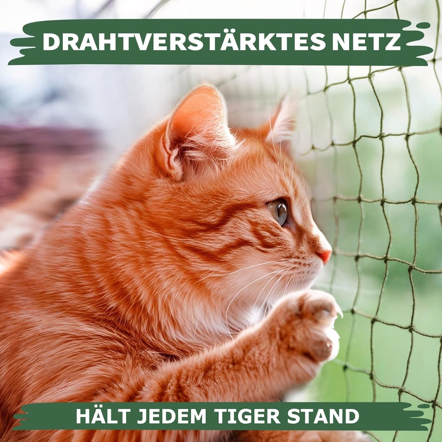 Thumbnail 2 de WOOWOOD Katzennetz für Balkon (ohne Bohren) – drahtverstärkt, wetterfest, mit Klebehaken & Silikonkleber, 4x3 m