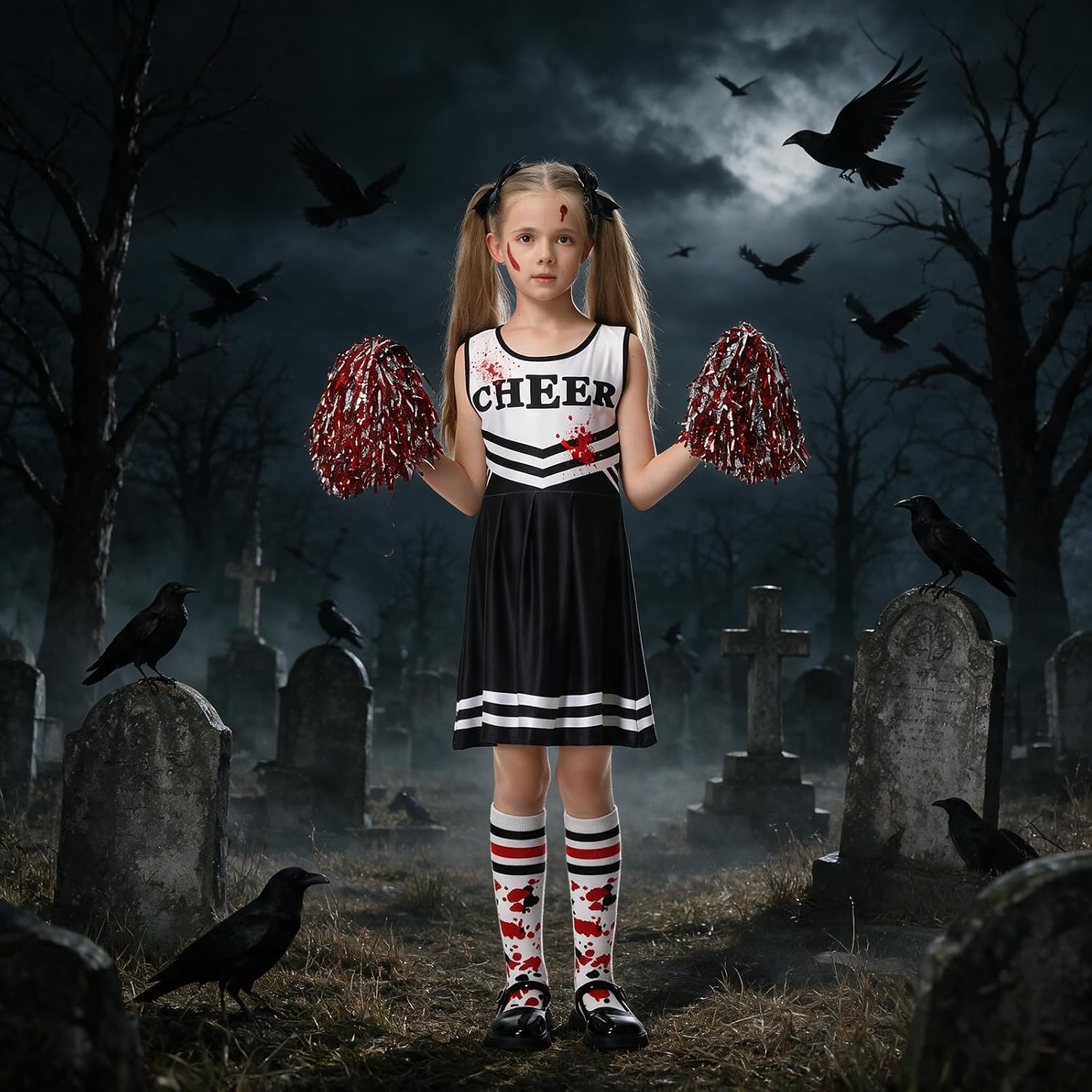 Detalle 1 de Zombie-cheerleaderkostuum voor kinderen van 7 tot 14 jaar