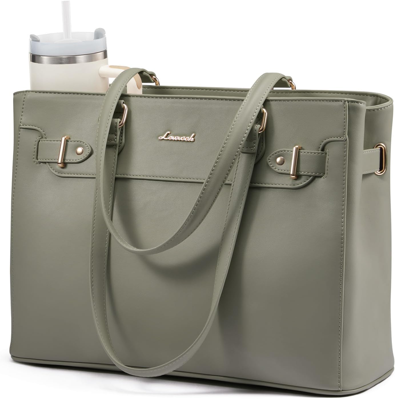 Detalle de LOVEVOOK Laptop Tote Bag in PU Leather