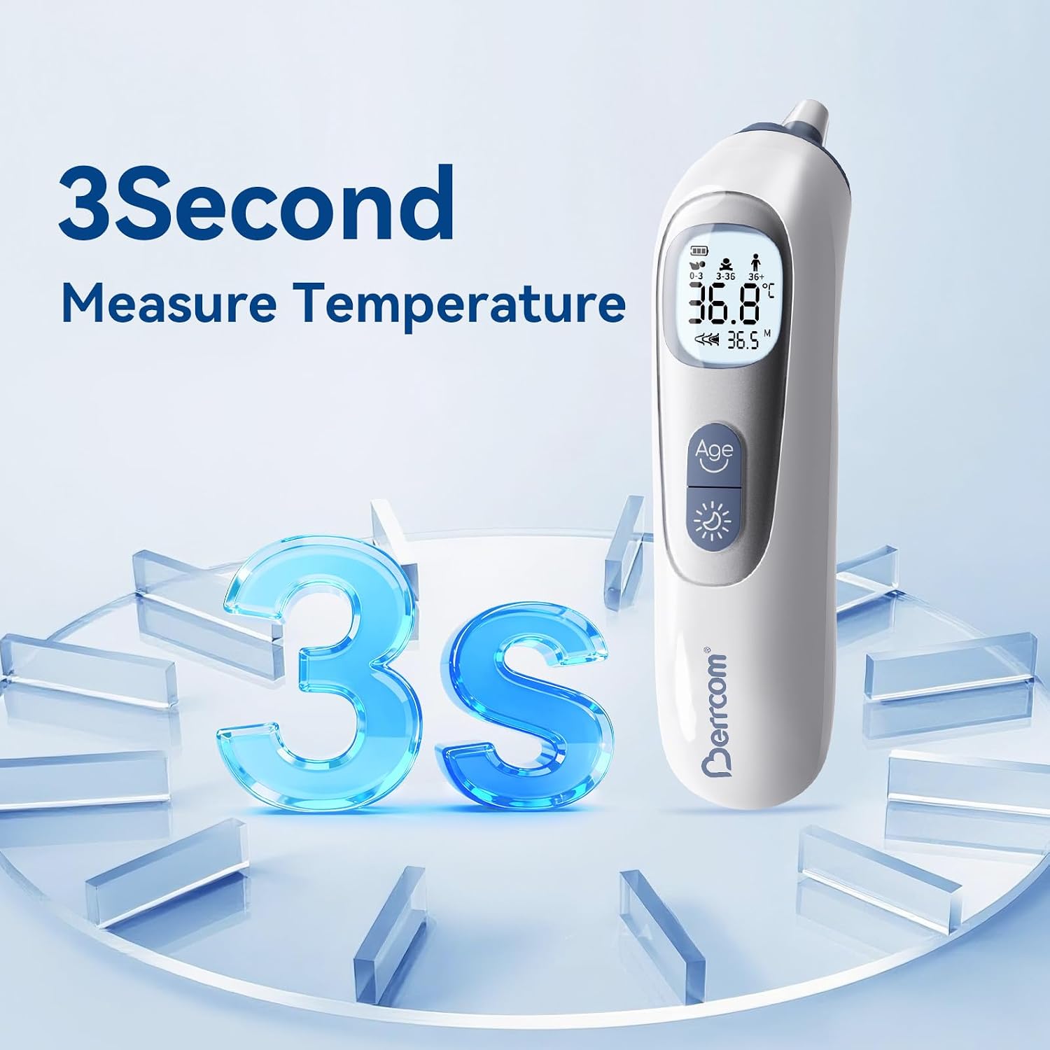 Thumbnail 5 de Berrcom präzises Ohrthermometer mit vorgewärmter Sonde – Altersmodus für Babys & Erwachsene