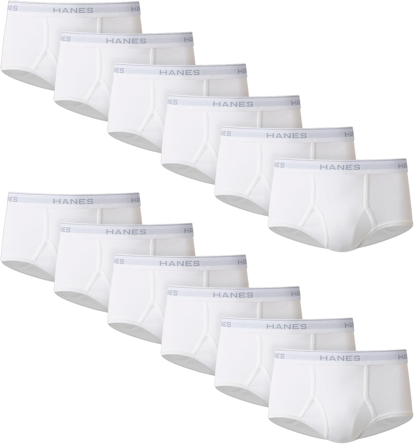 Detalle de Hanes Men's Underwear Brief Pack: Full Rise Cotton Briefs, Moisture-Wicking, White – 12-Pack