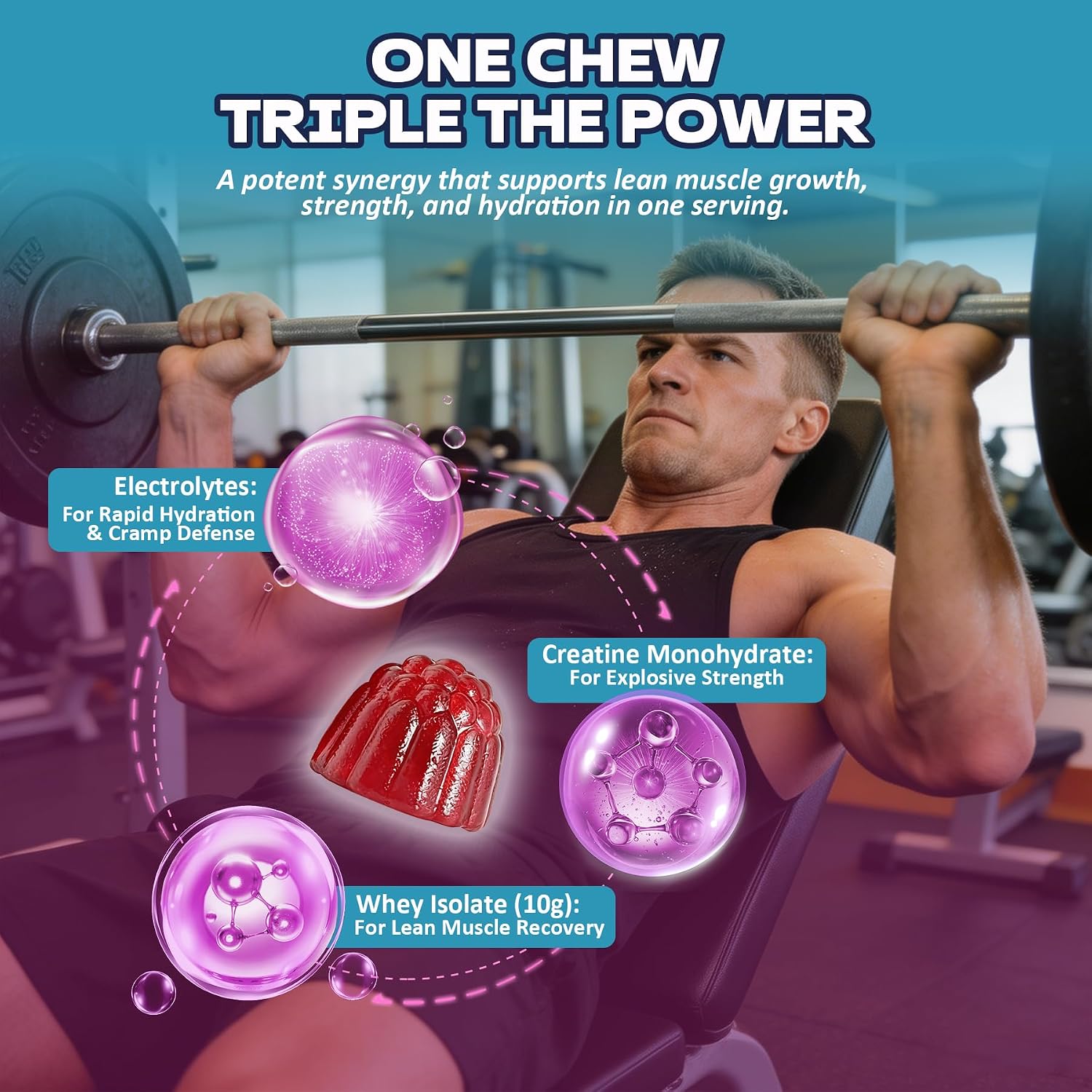Detalle de Welvigor Whey Protein Gummies, 10g Protein