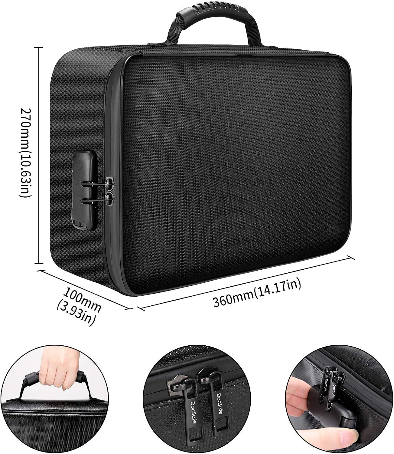 Detalle 2 de DocSafe DS0002 Fire-Resistant Document Bag with 3-Layer Storage and Lock
