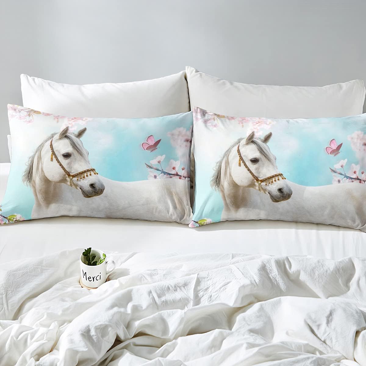 Thumbnail 3 de Homemissing Weißes Pferd Bettwäsche-Set für Kinder, 135x200 cm – Mikrofasern, 3D Druck, pflegeleicht