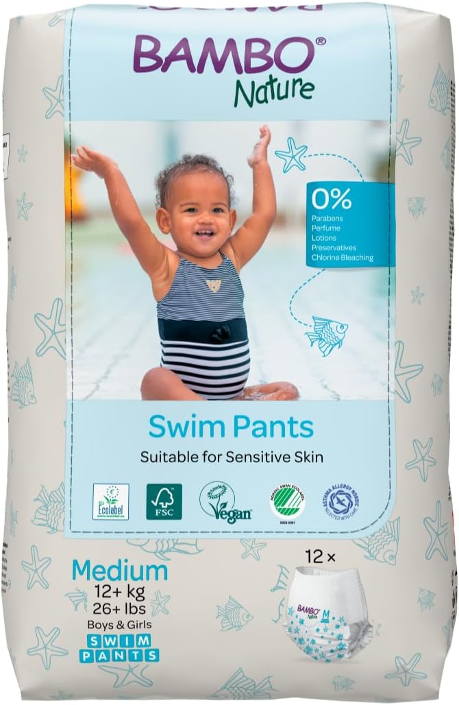 Detalle de Bambo Nature Premium Swim Nappy Pants (Medium, 12+ kg) – Disposable eco-labelled swim nappies