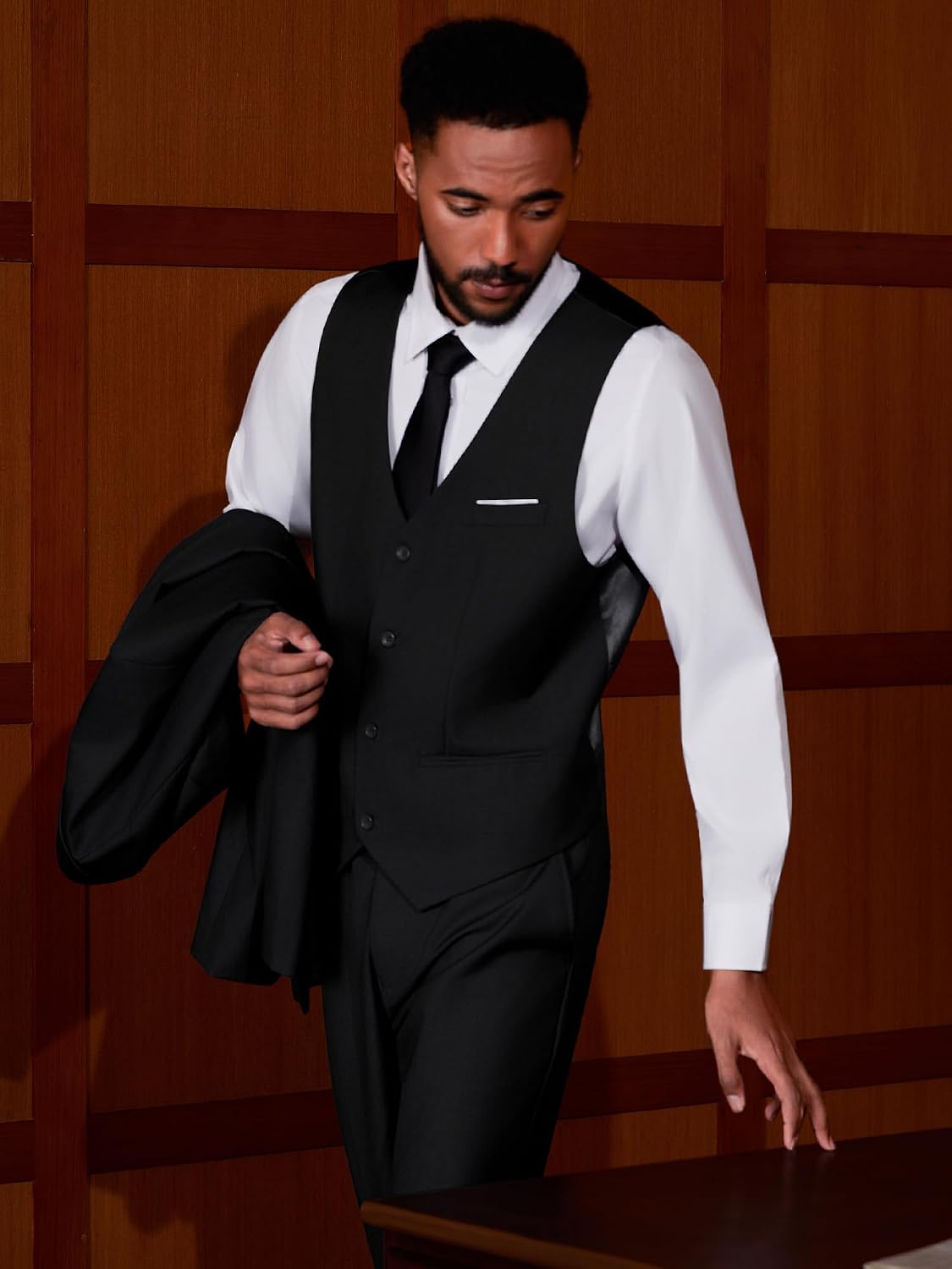Thumbnail 4 de MAGE MALE Men's 3-Piece Slim Fit Suit, 2-Button Jacket