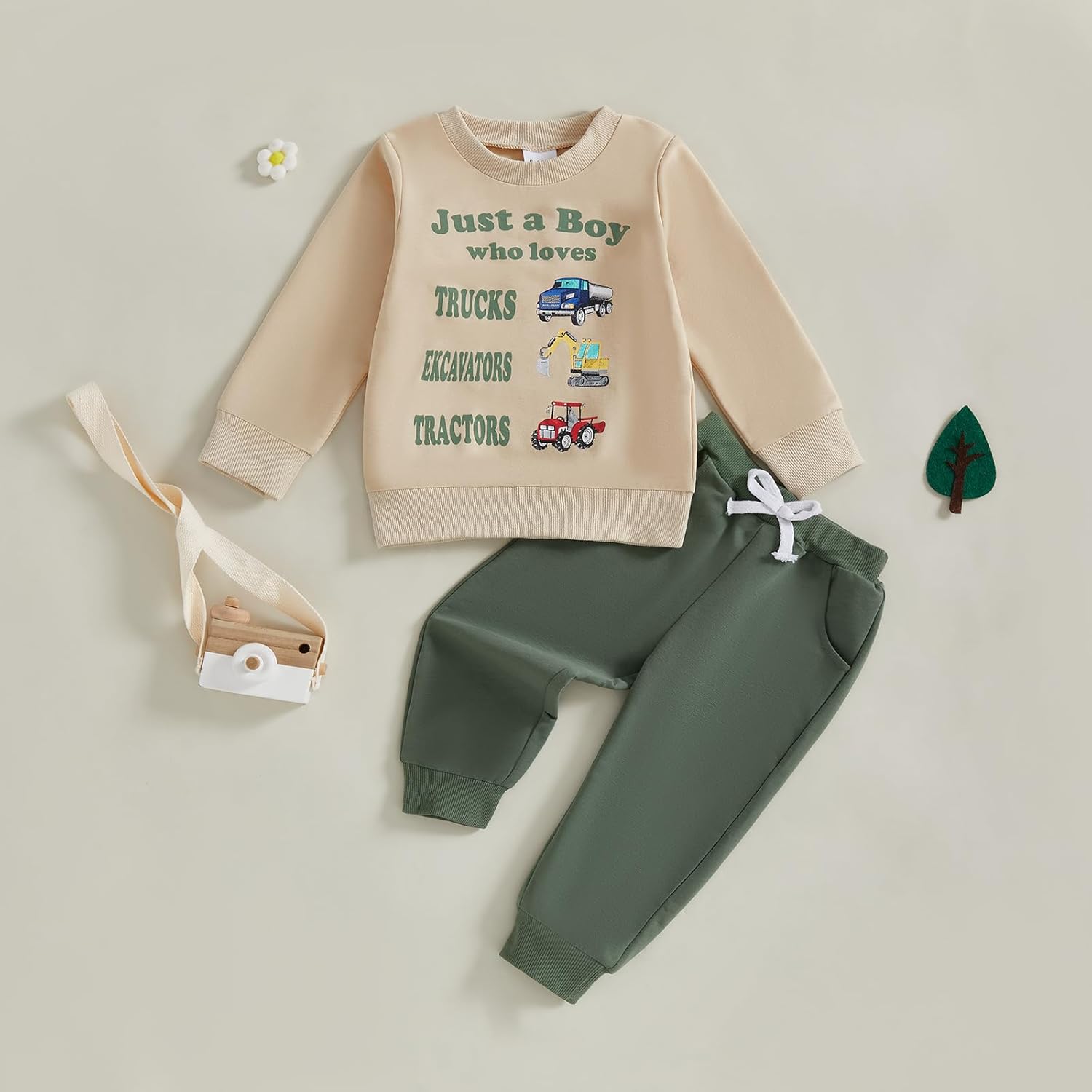 Thumbnail 6 de Geagodelia Toddler Boy Spring/Autumn Outfit Set with Tractor Print Sweatshirt and Joggers