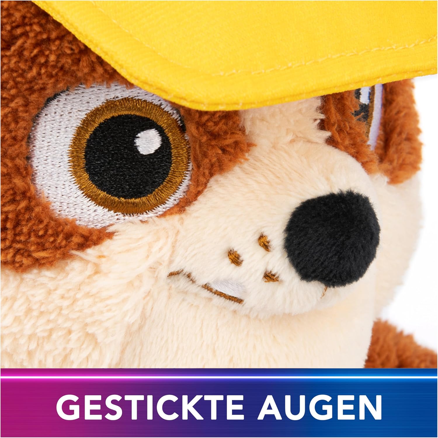 Detalle de GUND PAW Patrol Schlenkerplüsch Rubble, 30 cm – Plüschtier aus Velours-Frottee mit gestickten Augen