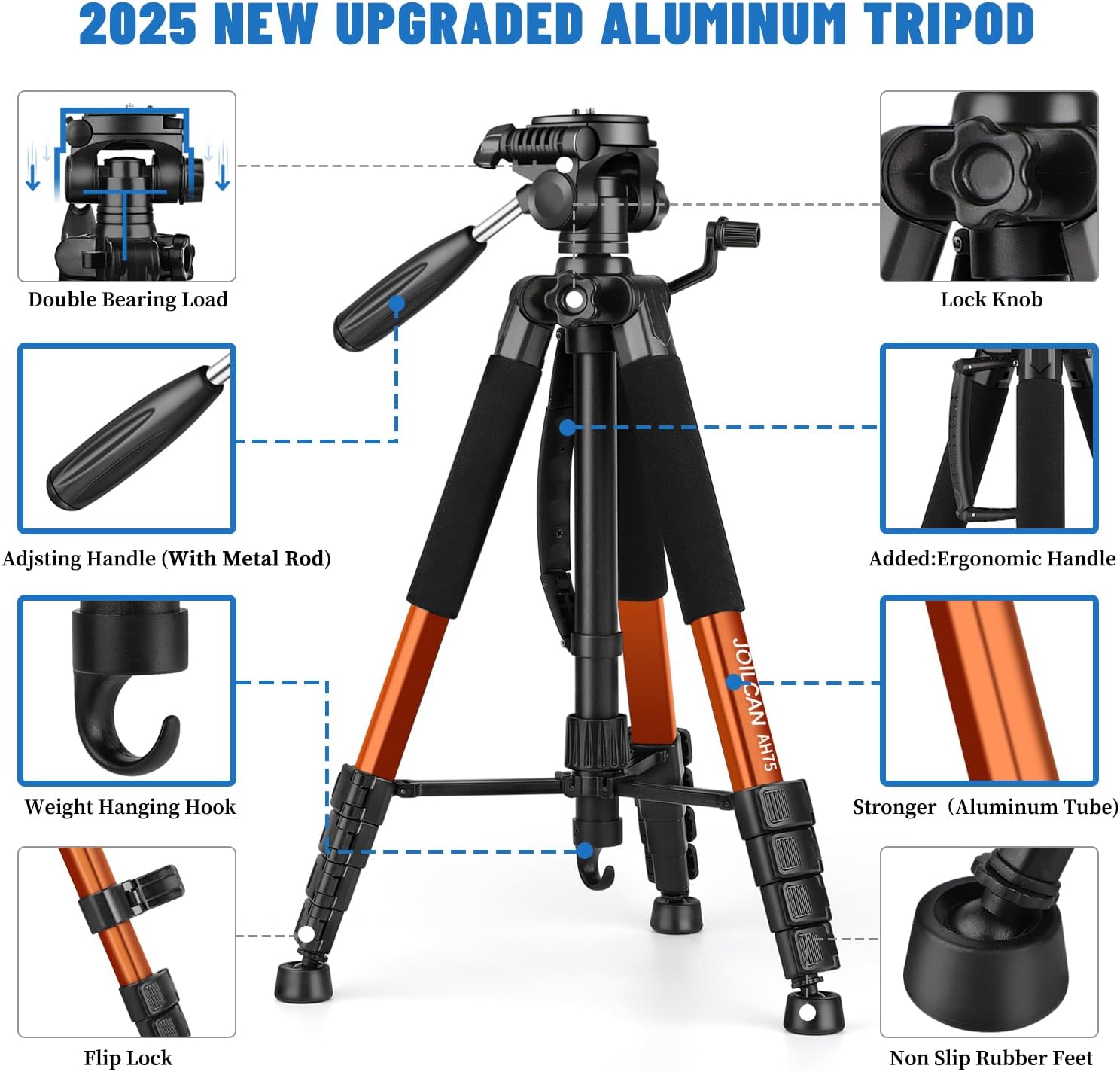 Thumbnail 5 de JOILCAN 74" Camera Tripod 188cm, 14lb load capacity