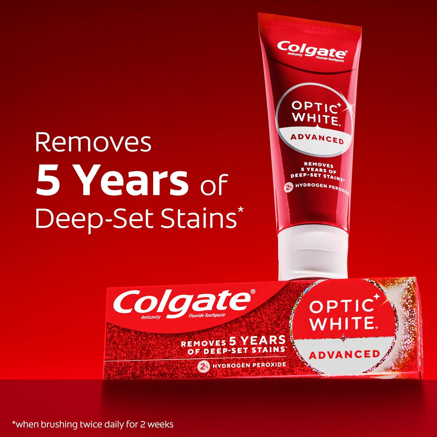 Detalle de Colgate Optic White Advanced Hydrogen Peroxide Toothpaste — 3 Pack (3.2 oz each)