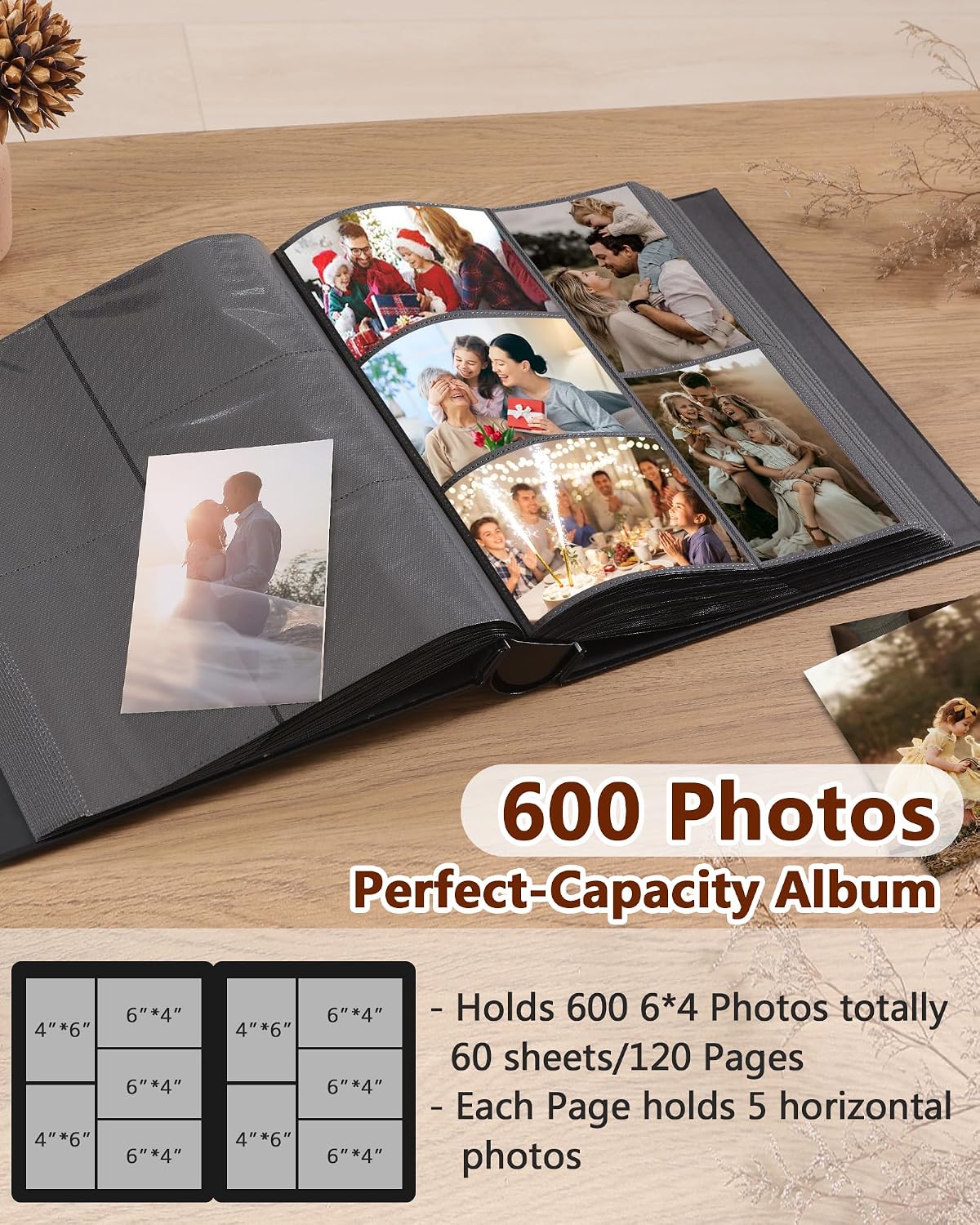 Thumbnail 4 de Yuforr Leather Hardcover Photo Album 600 Pockets