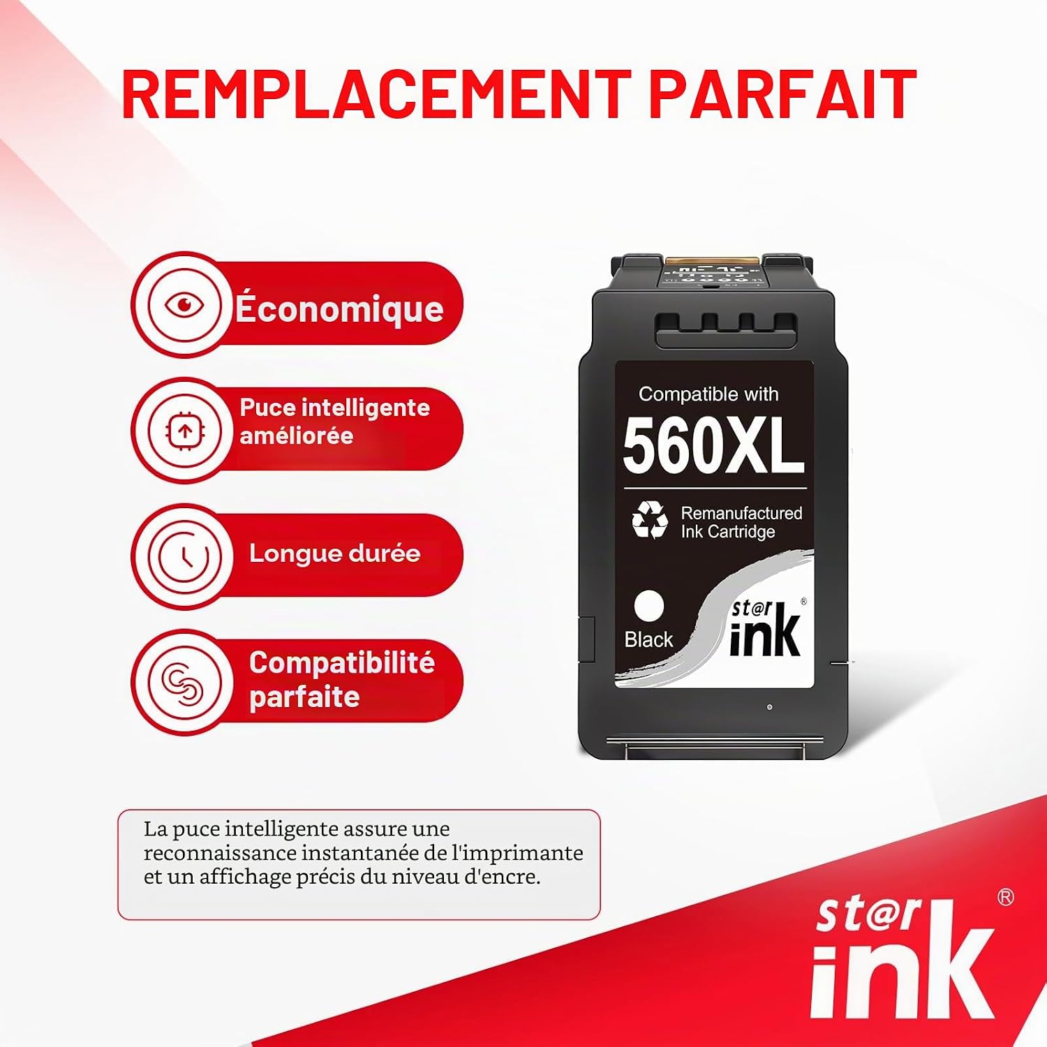 Detalle de Starink PG-560/CL-561 XL Lot de 2 Cartouches d’encre compatibles Canon (1 Noir + 1 Couleur) – Pour Pixma TS5350/TS7450 et dérivés