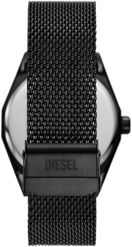 Detalle de Diesel Montre Scraper pour Homme – Quartz, 3 aiguilles + date, boîtier 43 mm, bracelet acier noir ou cuir