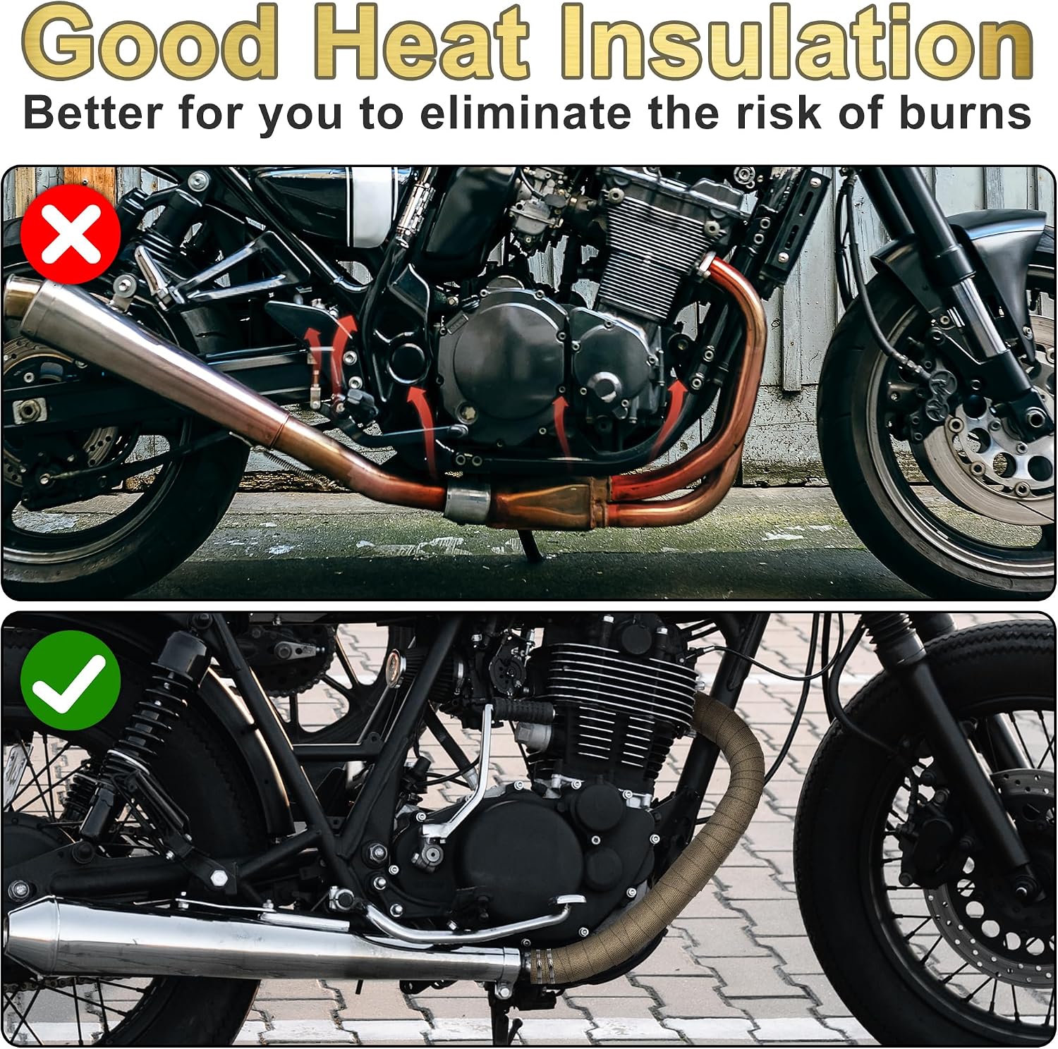 Detalle de Foneso Titanium Exhaust Heat Wrap (5M) with 10 Stainless Ties for Car & Motorcycle