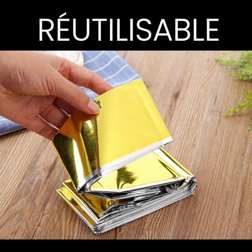 Thumbnail 4 de Takit Couverture de Survie 5x – Extra Large 210 x 160 cm, Mylar Or Gris, Réutilisable et Imperméable