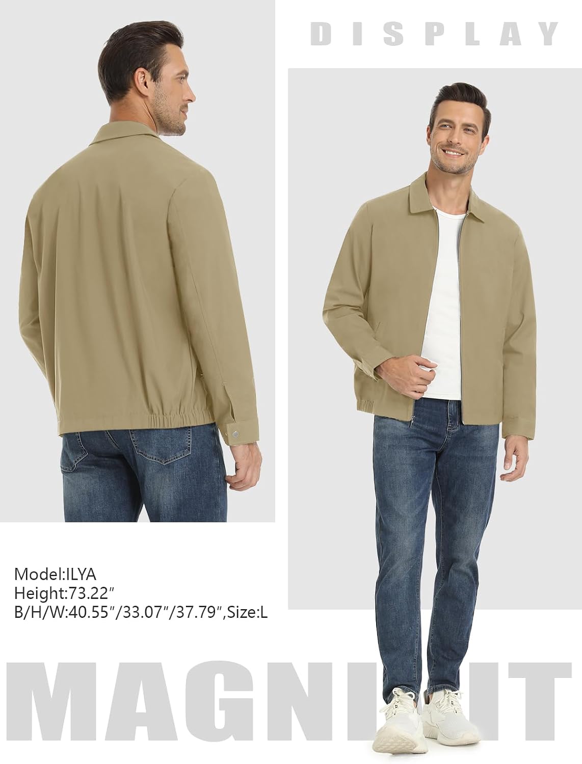 Detalle de MAGNIVIT MT-420 Men's Lightweight Windbreaker Bomber Jacket with Pockets