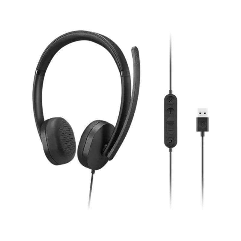 Detalle de Auriculares Lenovo 4XD1P83425 USB-A circumaurales con micrófono boom y cancelación de ruido