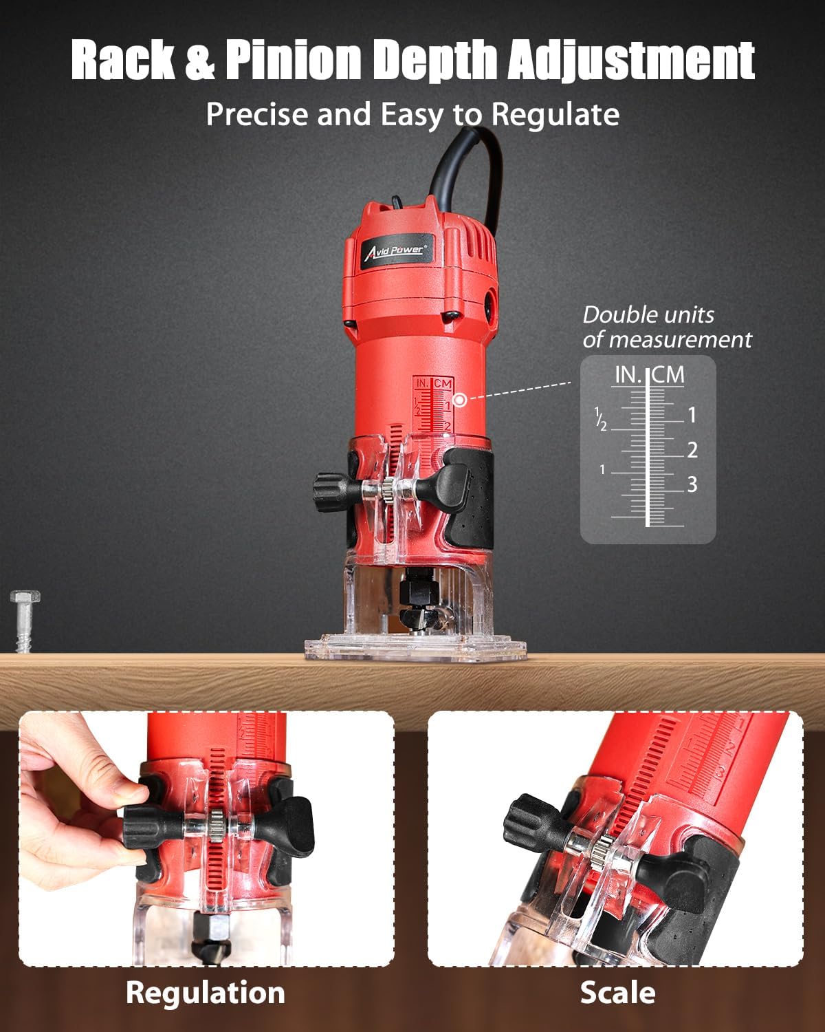 Thumbnail 6 de AVID POWER 630W Compact Wood Router, 35,000 RPM, 1/4" Collet
