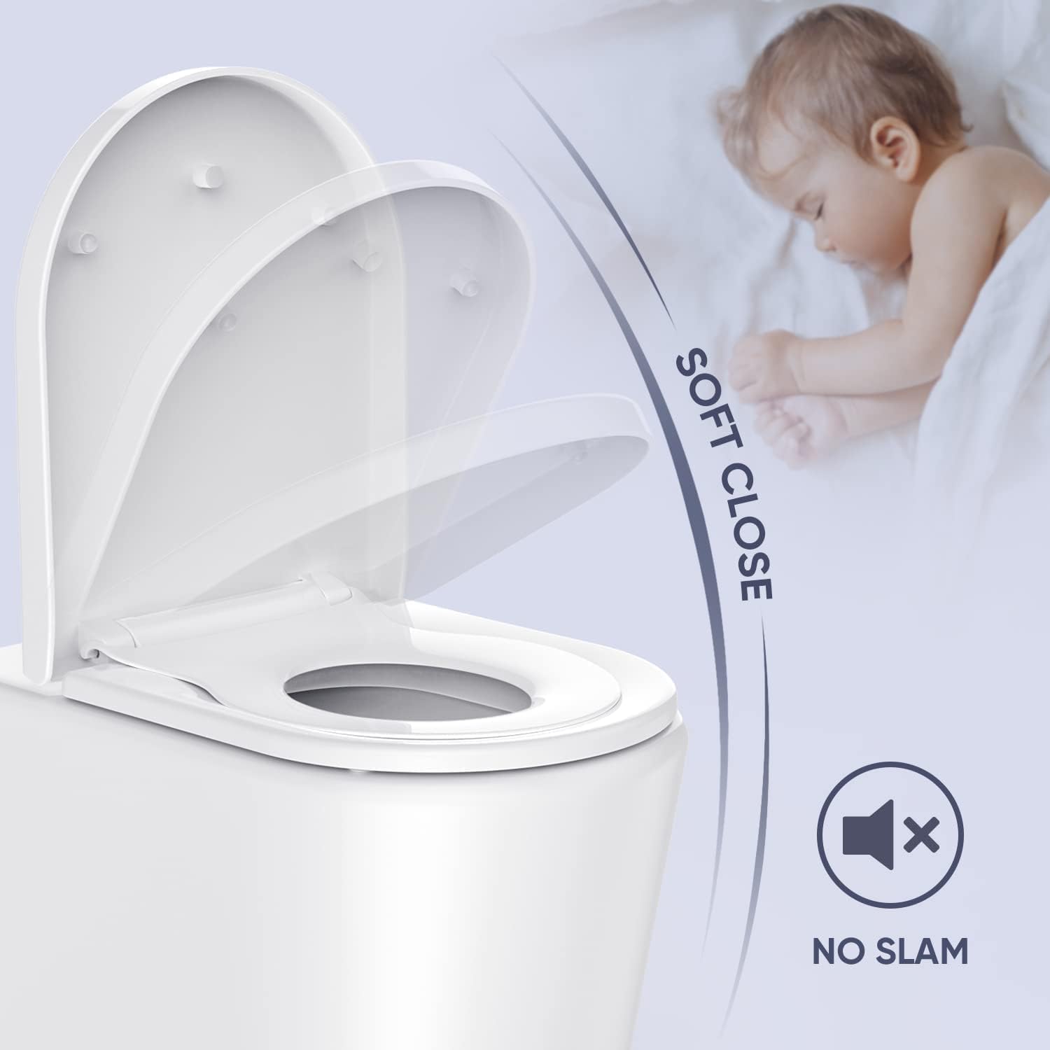 Thumbnail 2 de Family Toilet Seat with Built-in Child Seat and Soft Close – 2-in-1, Quick Release, Non-Slip, U/D Shape