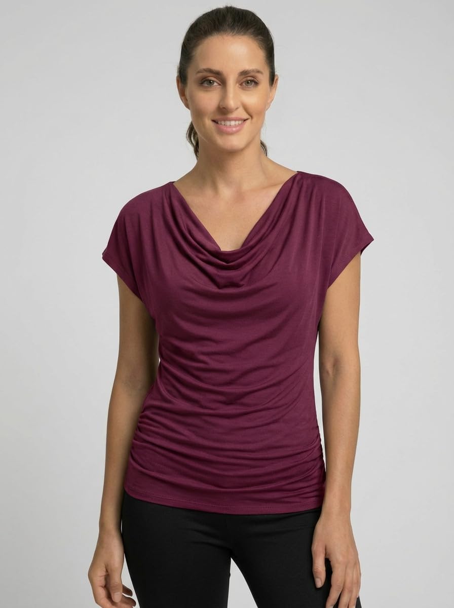 Detalle 2 de Van Der Rich T-Shirt Bluse mit Wasserfallkragen