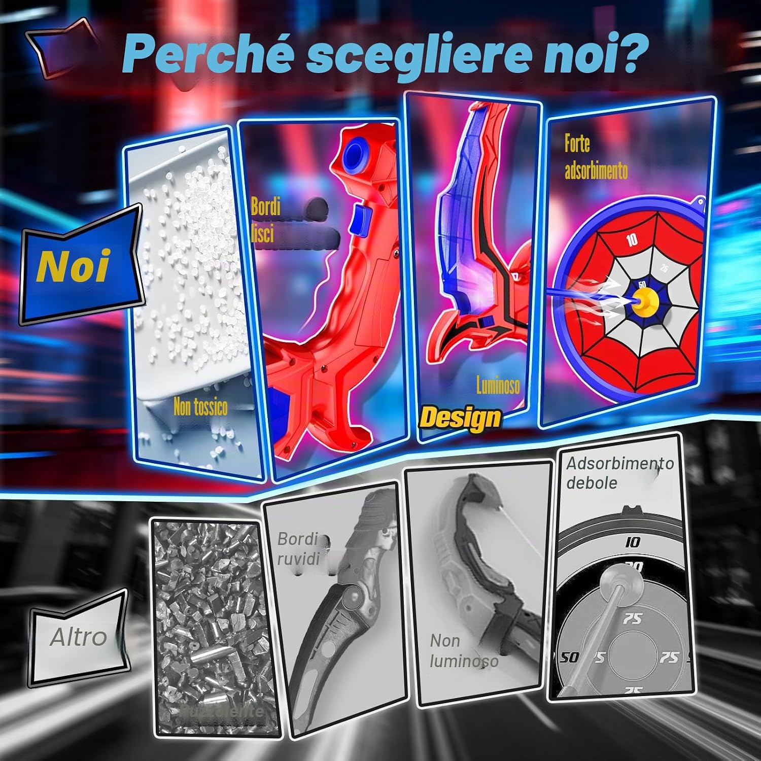 Detalle de Toyokid Archi e Frecce LED: set avventure per bambini 3–12 anni con bersaglio incluso