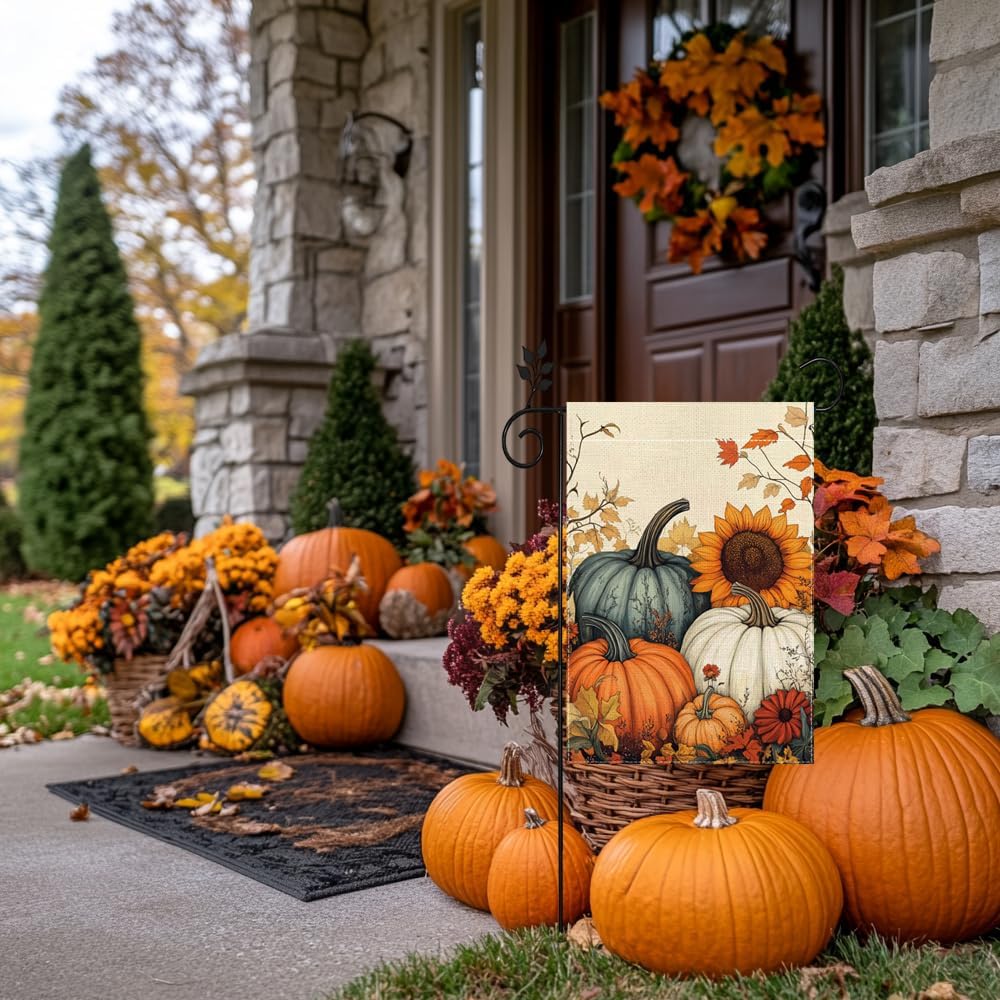 Detalle de Hsrvivi CN Fall Garden Flag, Double-Sided 12 x 18 Inch Pumpkin Design