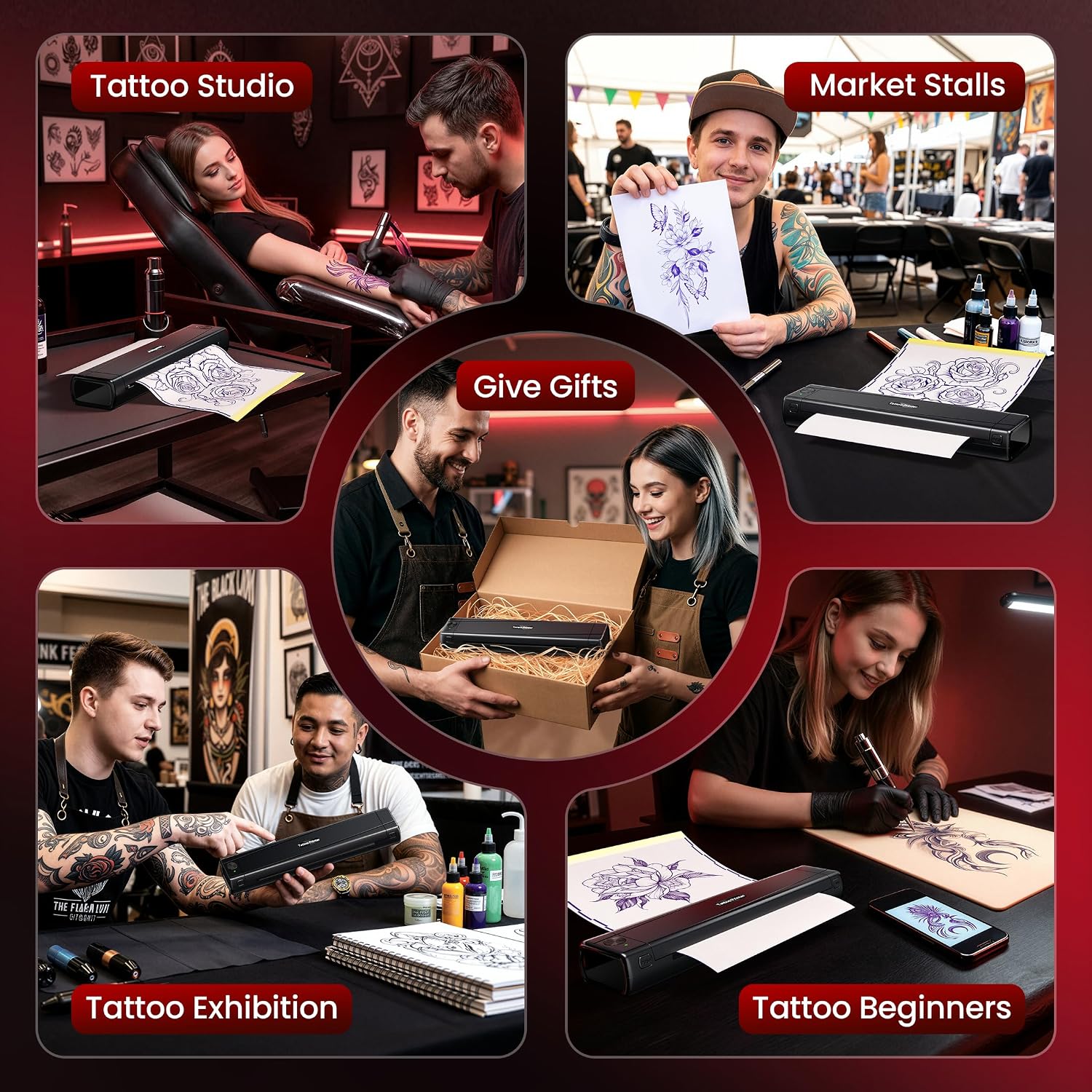 Detalle 1 de TATTMUSE Tattoo Printer with 100 Pcs Tattoo Disposables (A887) – Portable Stencil Printer for Artists & Beginners