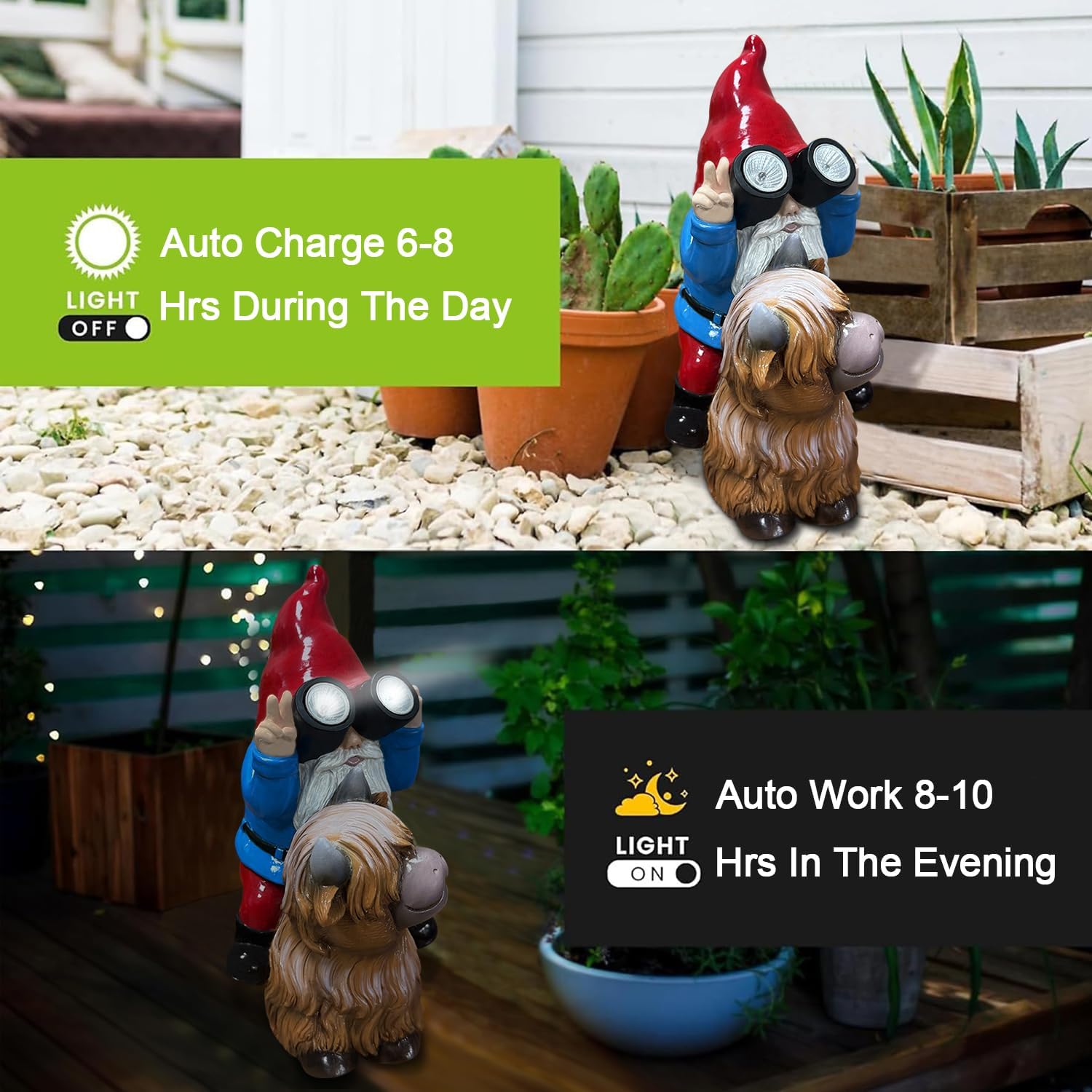 Detalle 2 de Solar Cow Gnomes Statue 6.5 inch