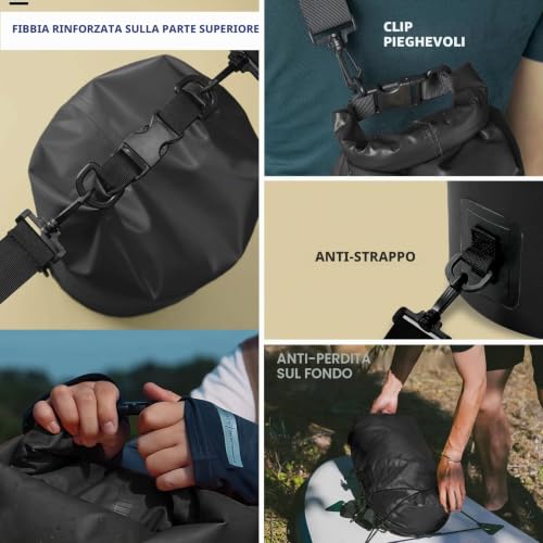 Detalle de Unigear Borsa Impermeabile Dry Bag (2L–55L): robusta, versatile e pratica per outdoor