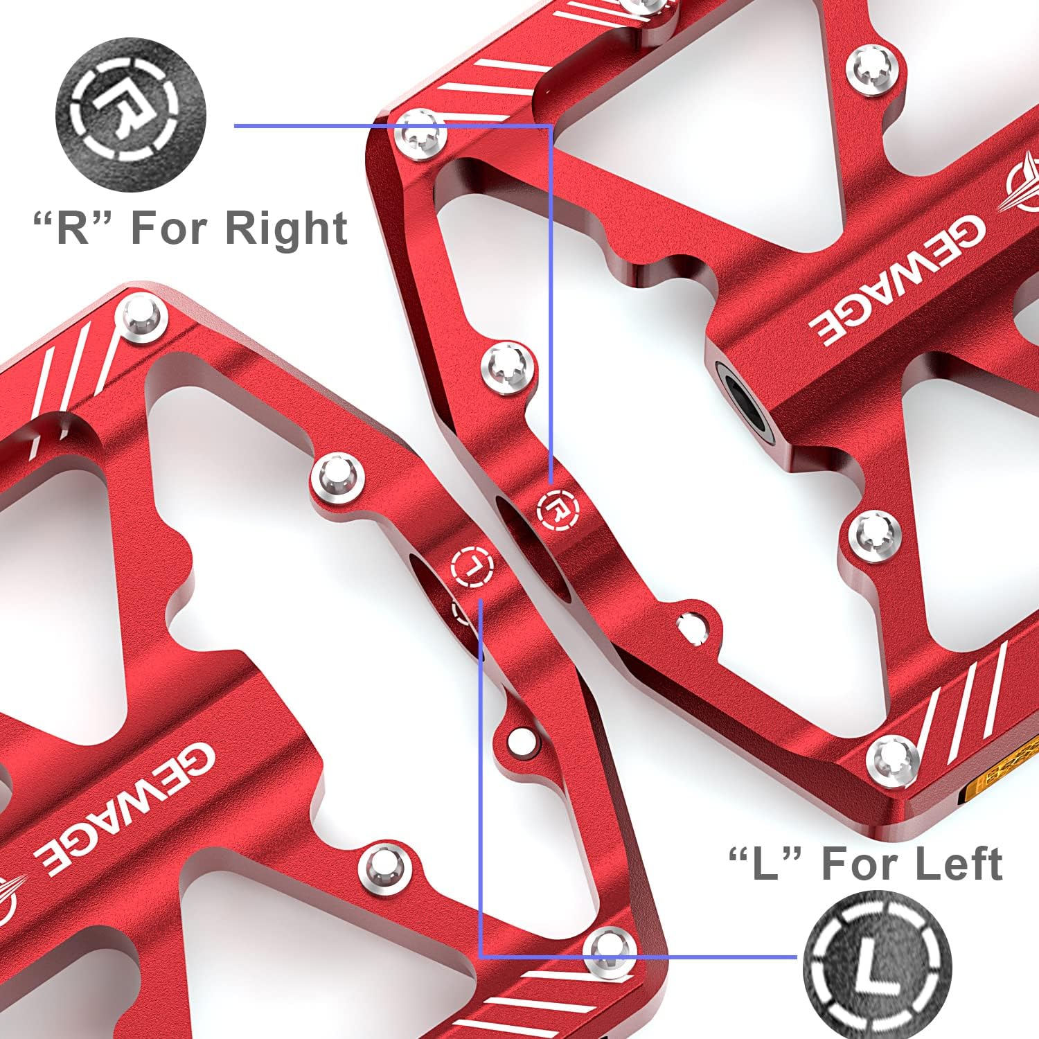 Thumbnail 2 de GEWAGE pedali per bici con strisce riflettenti e piattaforma in alluminio CNC (attacco 9/16")