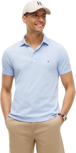Detalle de Tommy Hilfiger Uomo Maglietta Polo Maniche Corte Slim Fit 1985 in Breezy Blue, M