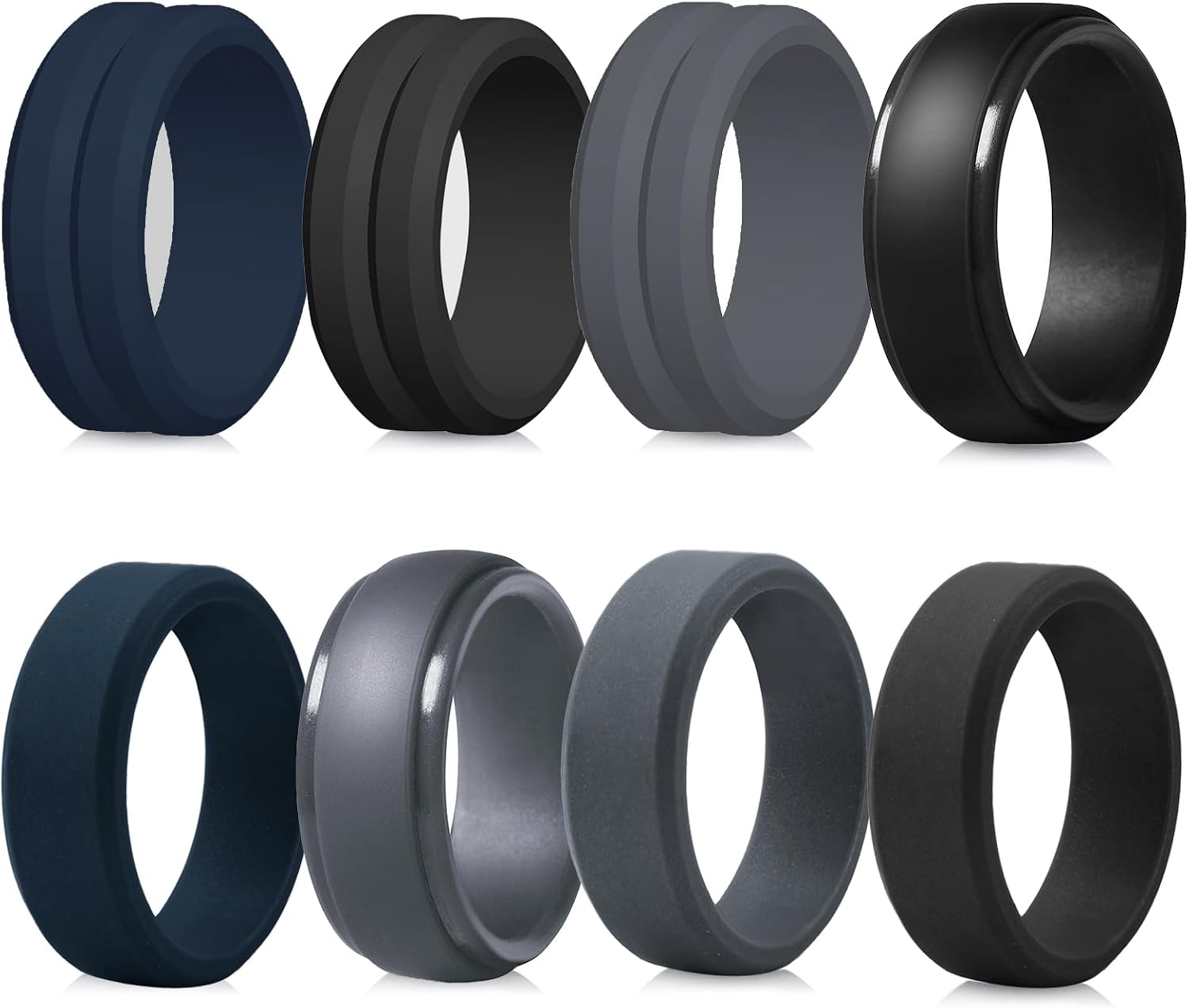 Detalle 2 de LOCCY 8er-Set Herren-Silikon-Eheringe in 8 Farben – flexible Sport- und Outdoor-Trauringe