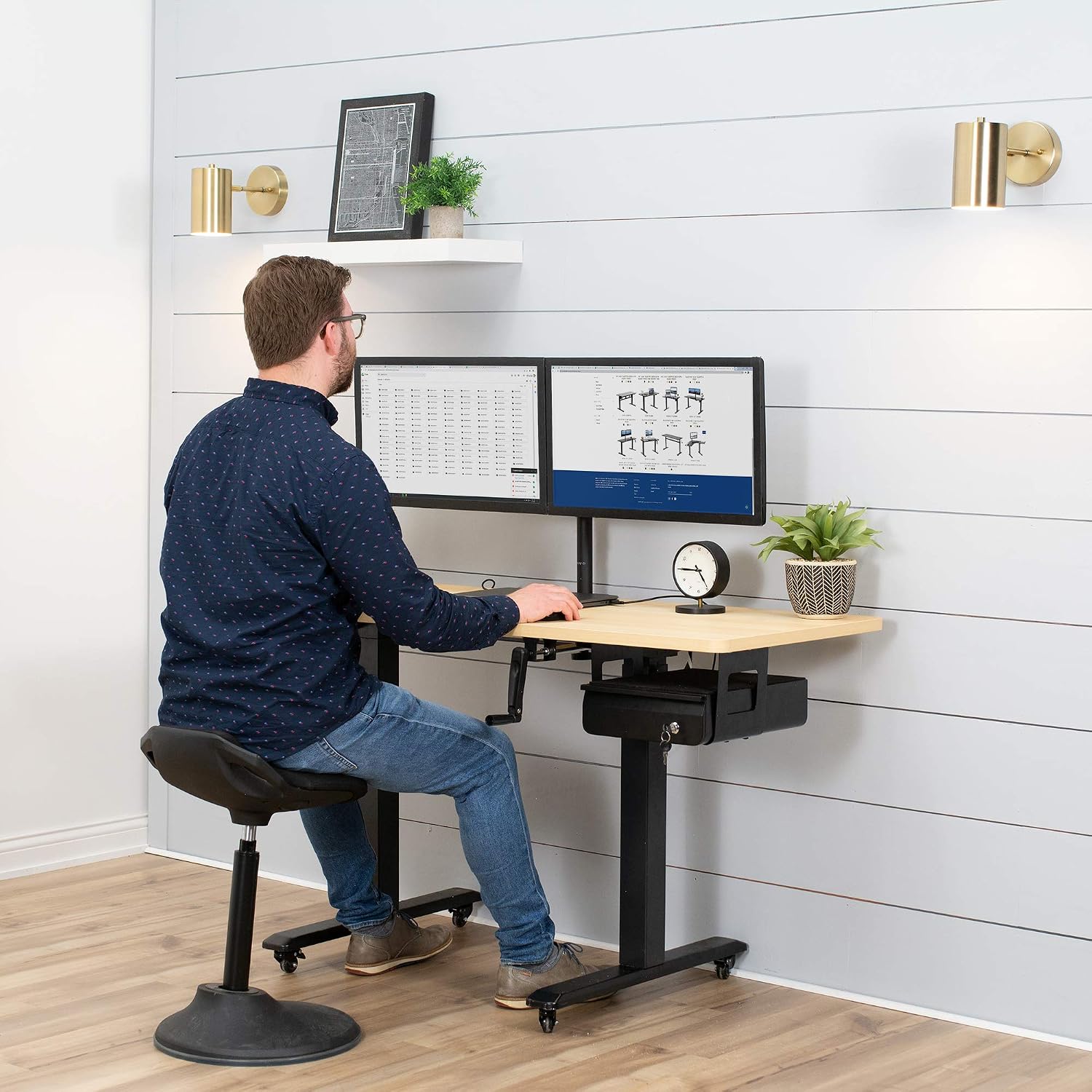 Detalle 2 de VIVO DESK-AC03L-B – zamykana, stalowa szuflada podbiurkowa 33 cm