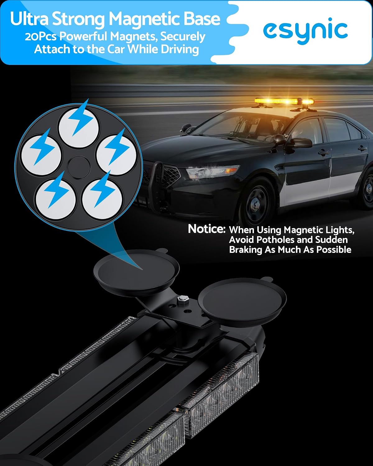 Detalle de eSynic magnetic beacon light bar 71.5cm