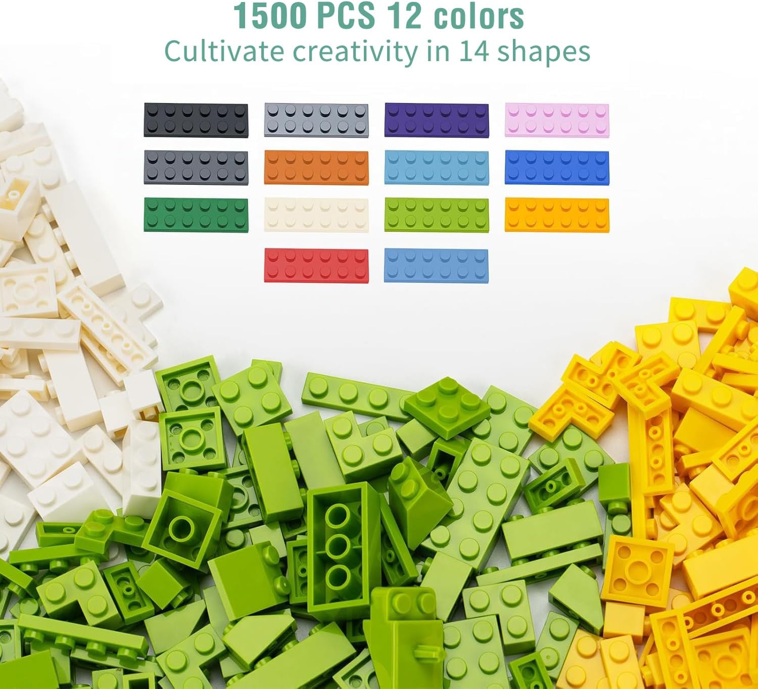 Detalle de WYSWYG Bausteine Set – 1.500 Teile Basic Nachfüllpackung (kompatibel) für Kinder ab 6 Jahren