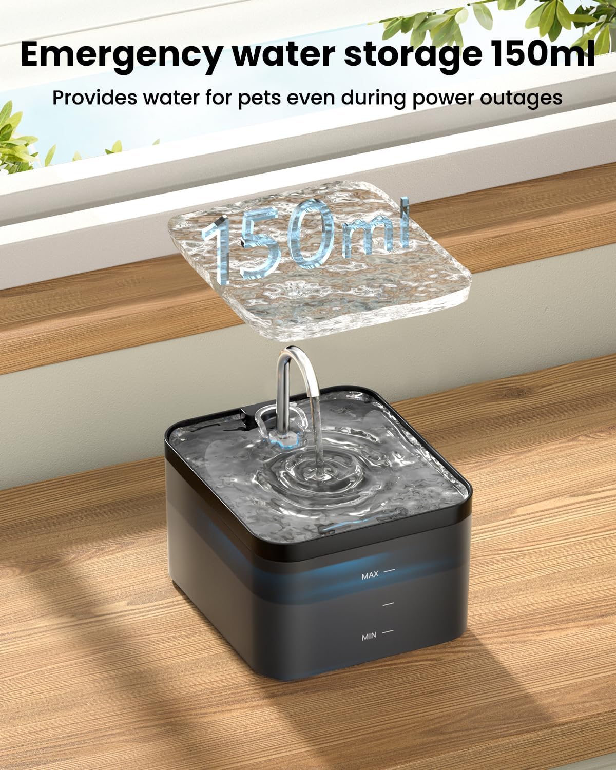 Thumbnail 6 de PawPoll 2.2L Cat Water Fountain with Ultra-Silent Pump & Activated Carbon Filter (Black)