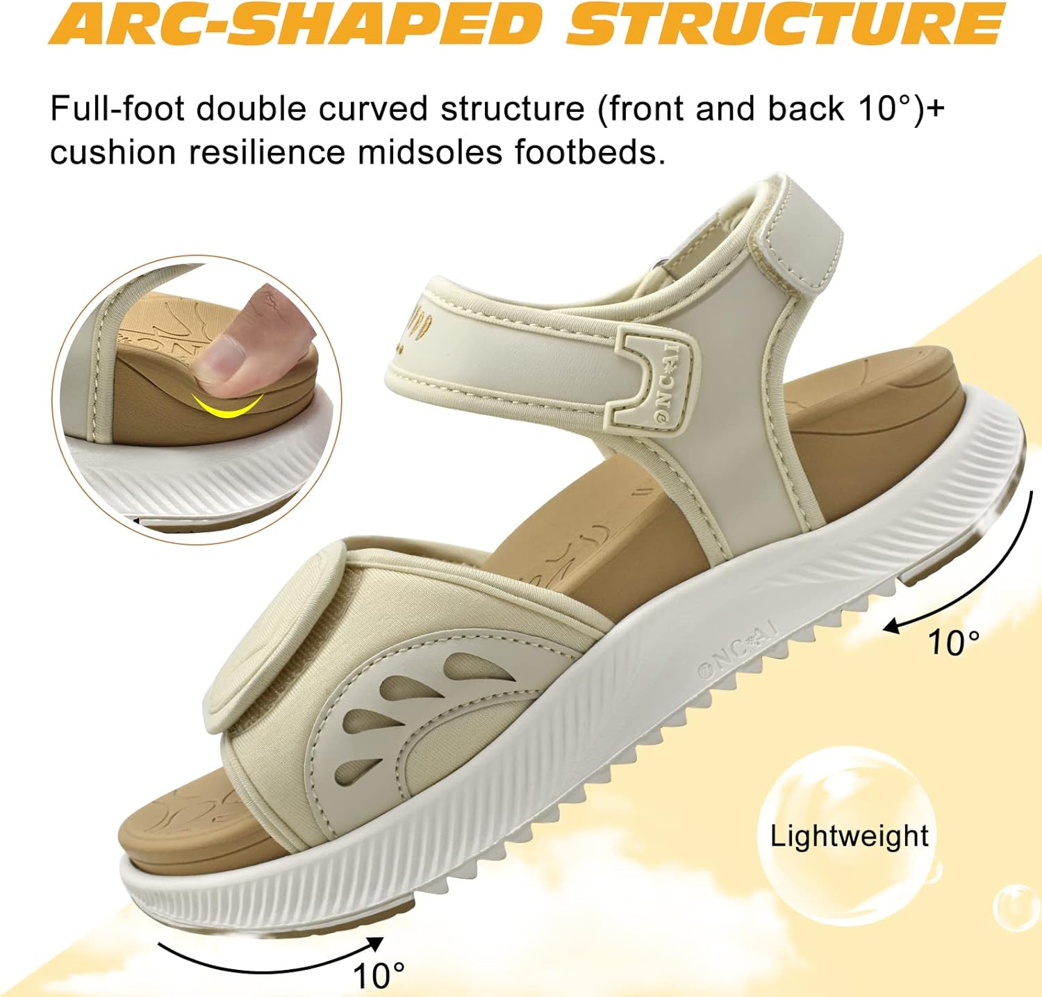 Thumbnail 4 de ONCAI Walking Sandals Womens: Arch Support Hiking Sandals with Orthotic Footbed for Plantar Fasciitis (UK 4–10)