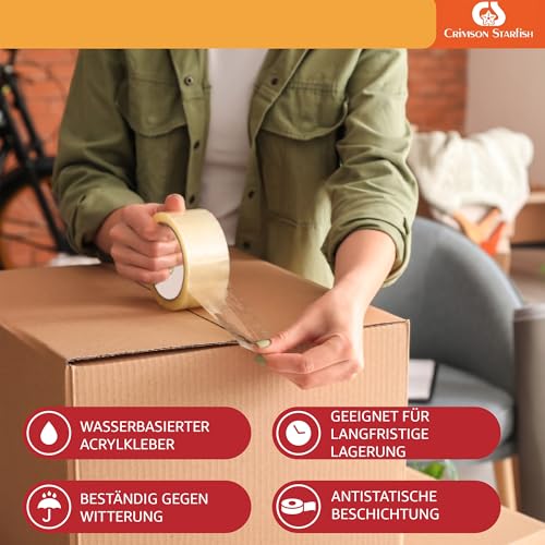 Detalle 2 de Crimson Starfish Paketband Transparent 6 Rollen à 48 mm x 66 m – zuverlässig und vielseitig